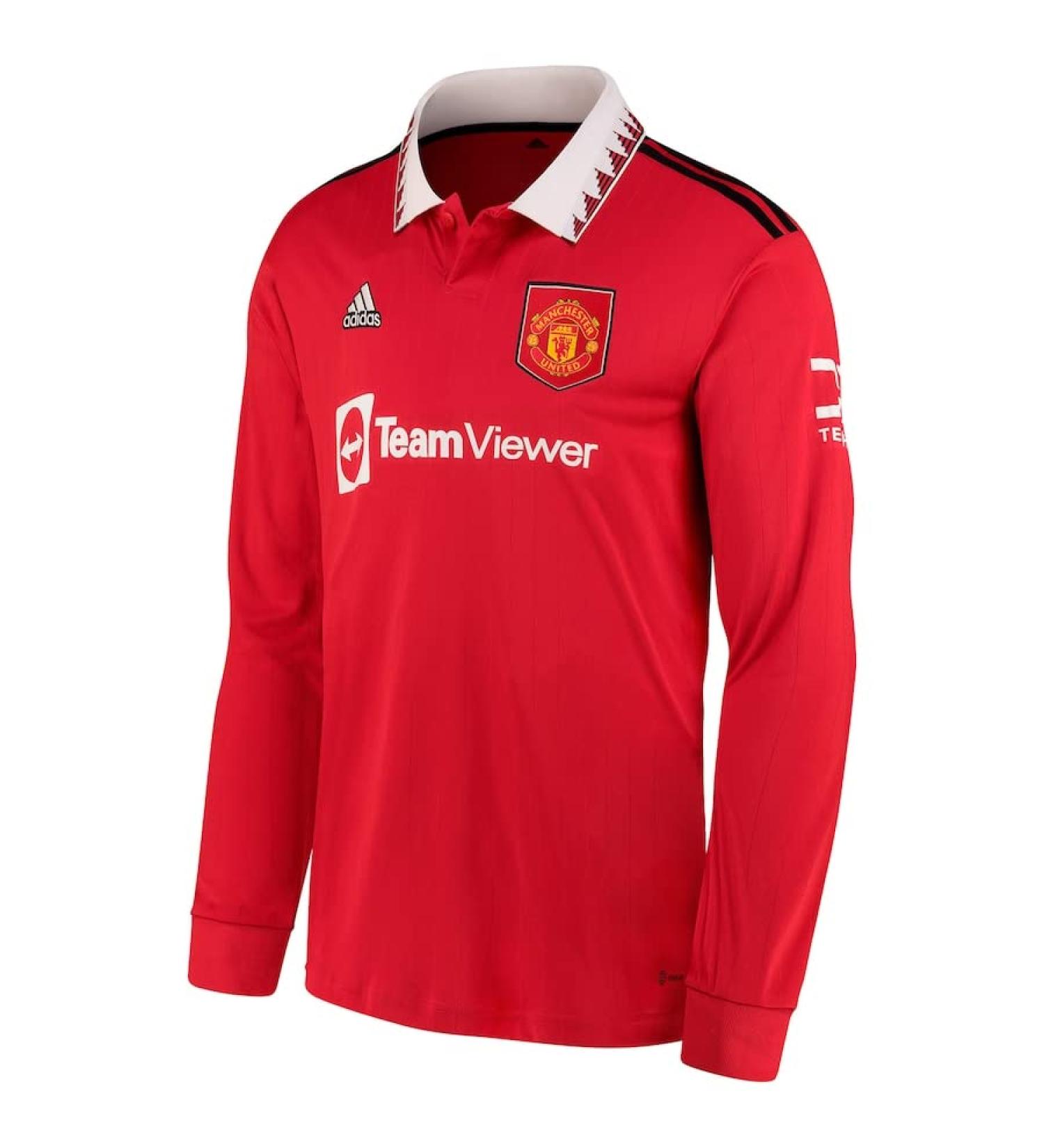 adidas Men's Soccer Manchester United 22/23 Long Sleeve Home Jersey Medium