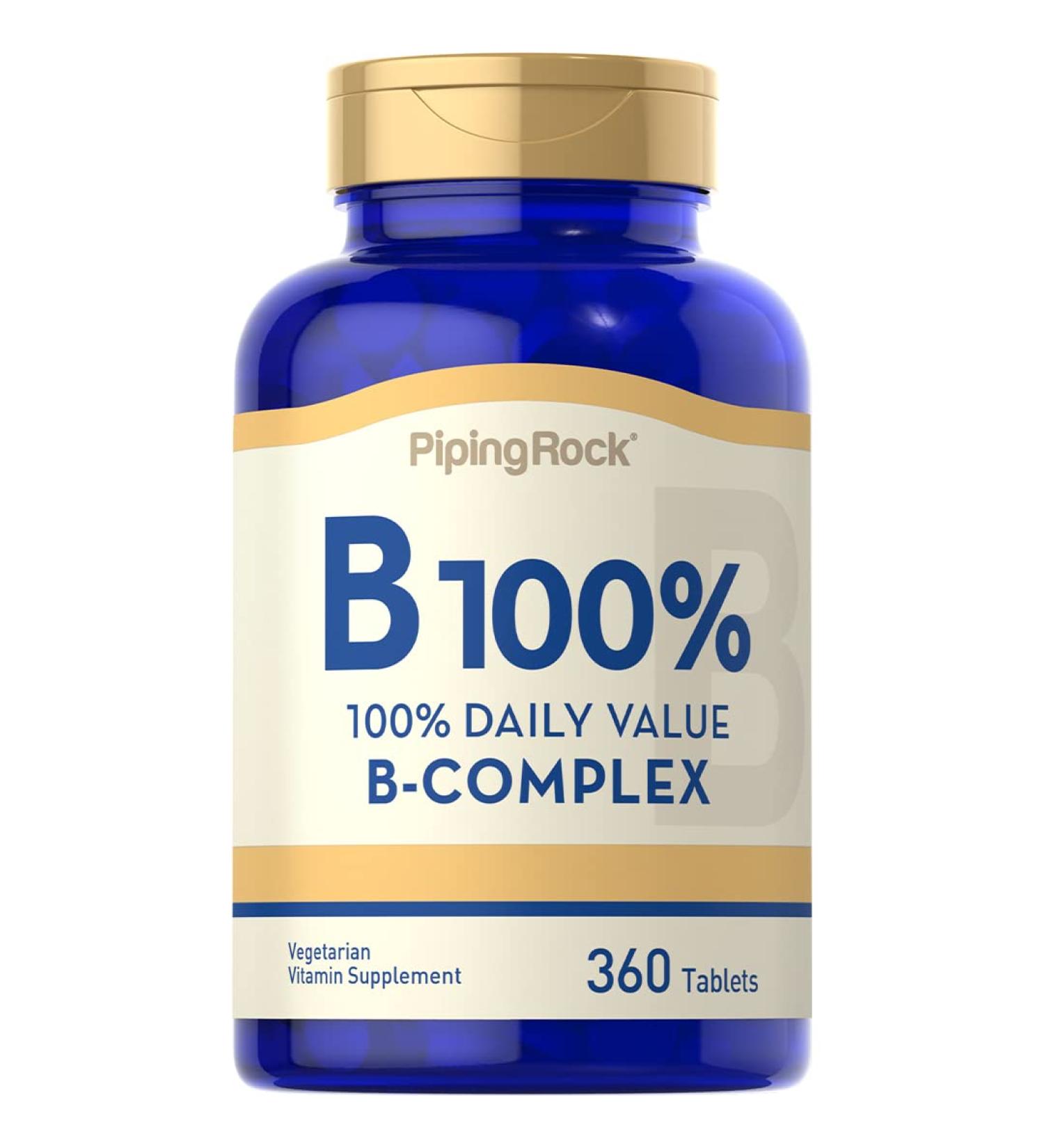 Piping Rock Vitamin B-100 Complex - 360 Vegetarian Tablets | Non-GMO & Gluten Free - Buy Online on GoSupps.com