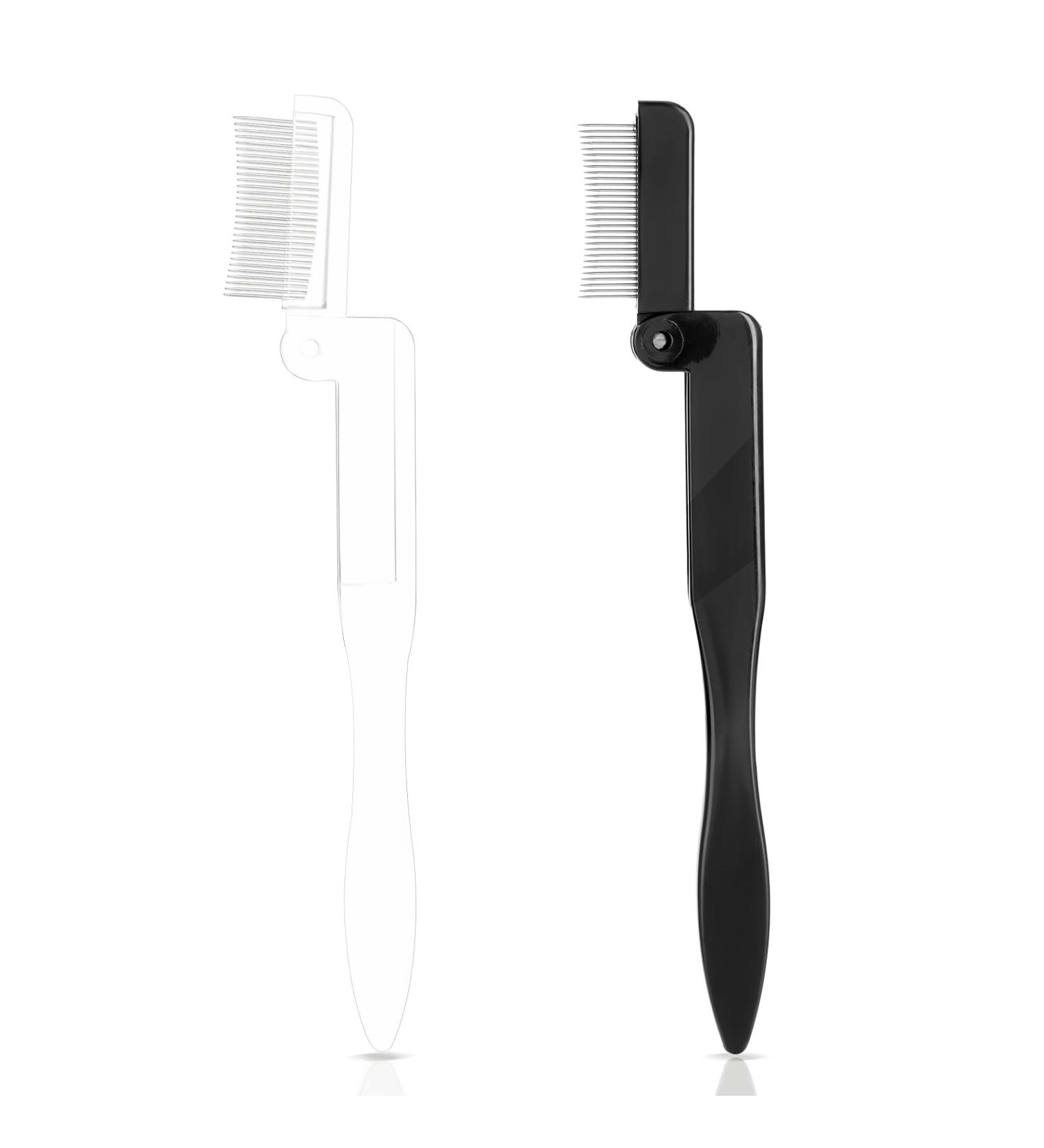 Sibba Folding Eyelash Comb 2PCS - Metal Teeth Separator Curler Steel Mascara Brush Grooming Tools for Eyelashes & Eyebrows - Black & Transparent - Buy Online on GoSupps.com