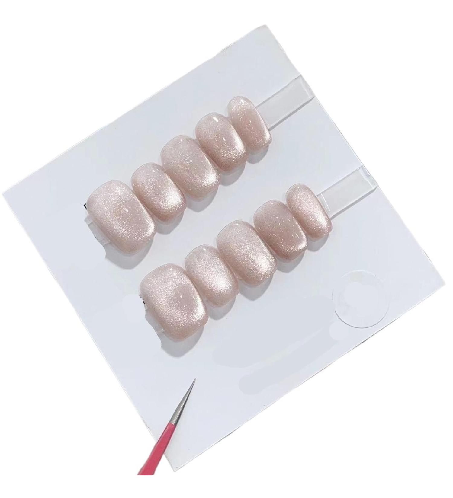 Cat's Eye Handmade Wearing Nail Short Solid Color Finished Product Simple Daily Nail Art Student Can Use Detachable(S)