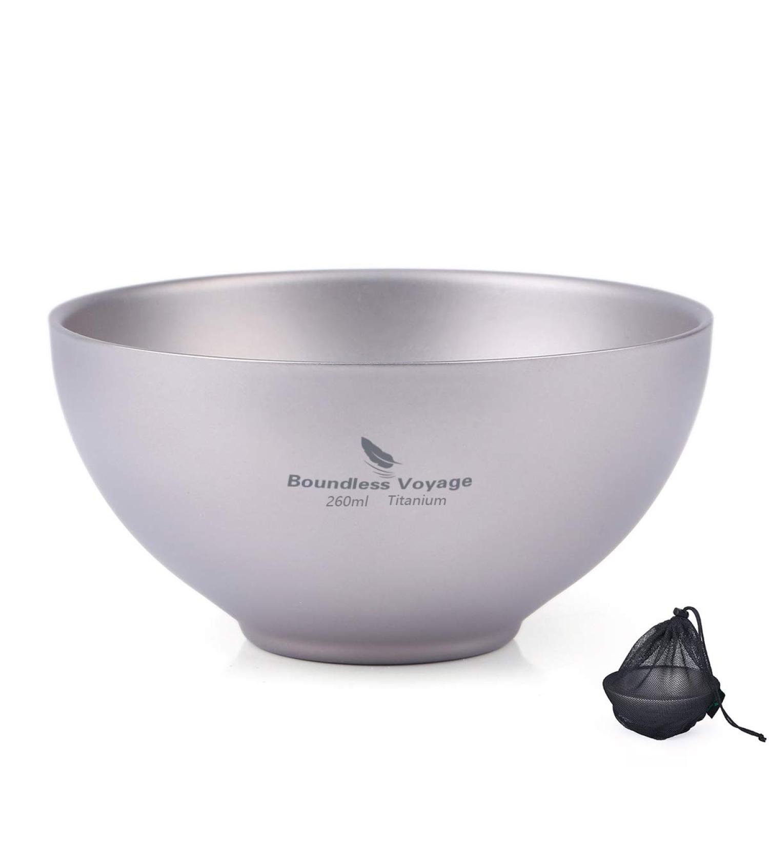 iBasingo 260ml Titanium Double Wall Bowl - Ultralight Portable Tableware for Outdoor Camping | A-Ti1081T - Buy Online on GoSupps.com