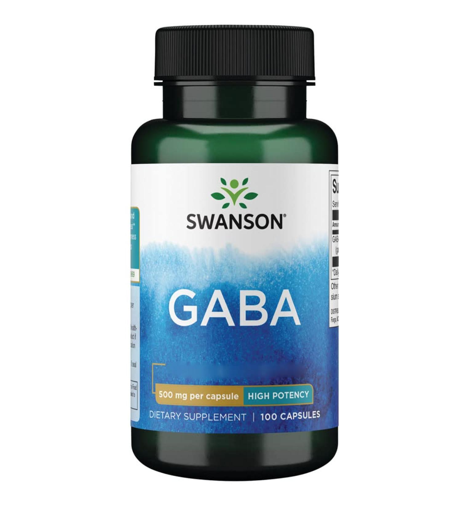 Swanson GABA (Gamma-Aminobutyric Acid) 500mg High Dosed 100 Capsules Lab Tested Soy Free Gluten Free Non-GMO - Buy Online on GoSupps.com