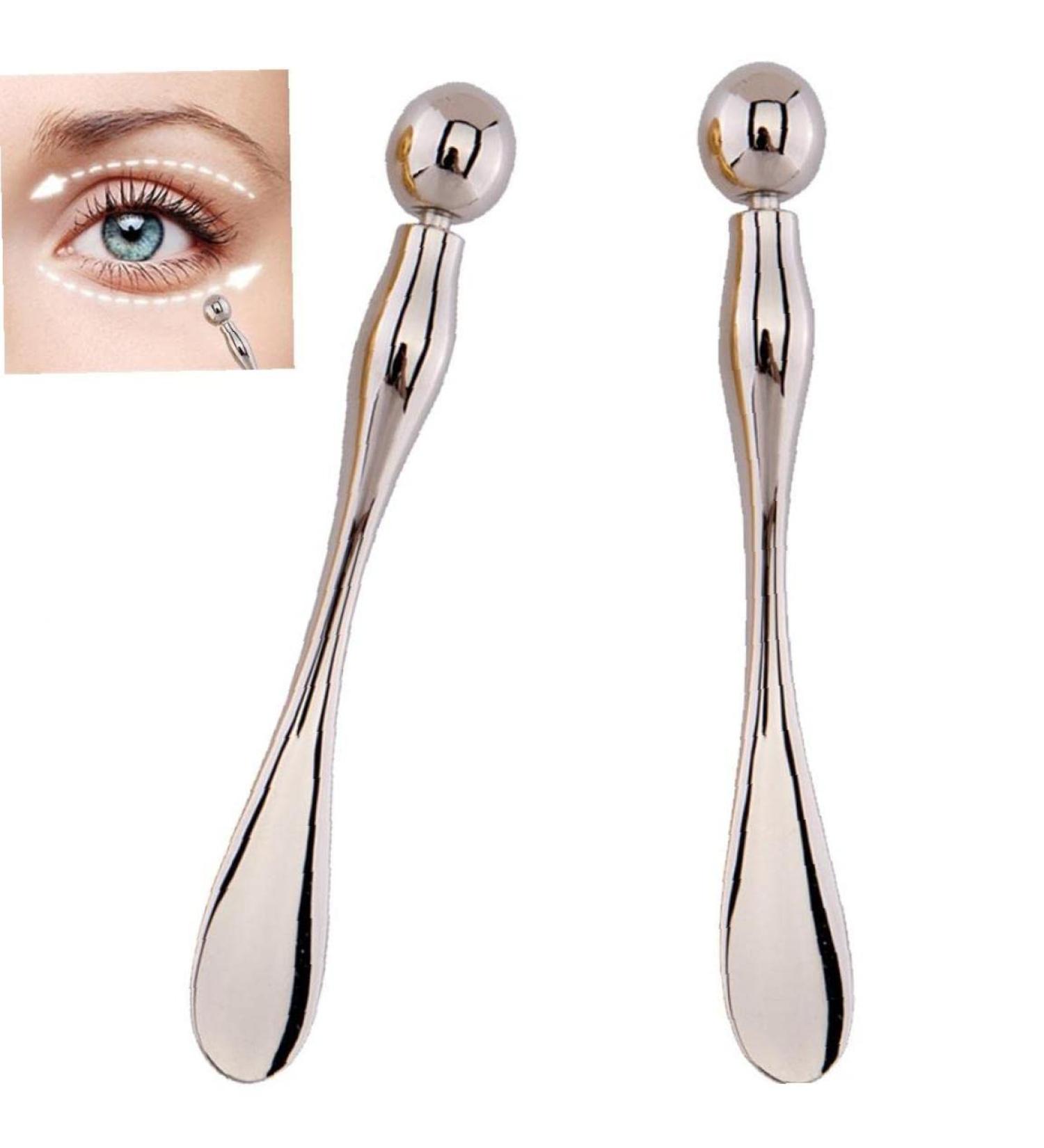 2pcs Massage en M tal Massage B ton Anti-Ride Masque Applicateur De Cr me pour Les Yeux M lange des Spatules Scoop Eyes Massage Bar De Beaut Ilver - Buy Online on GoSupps.com