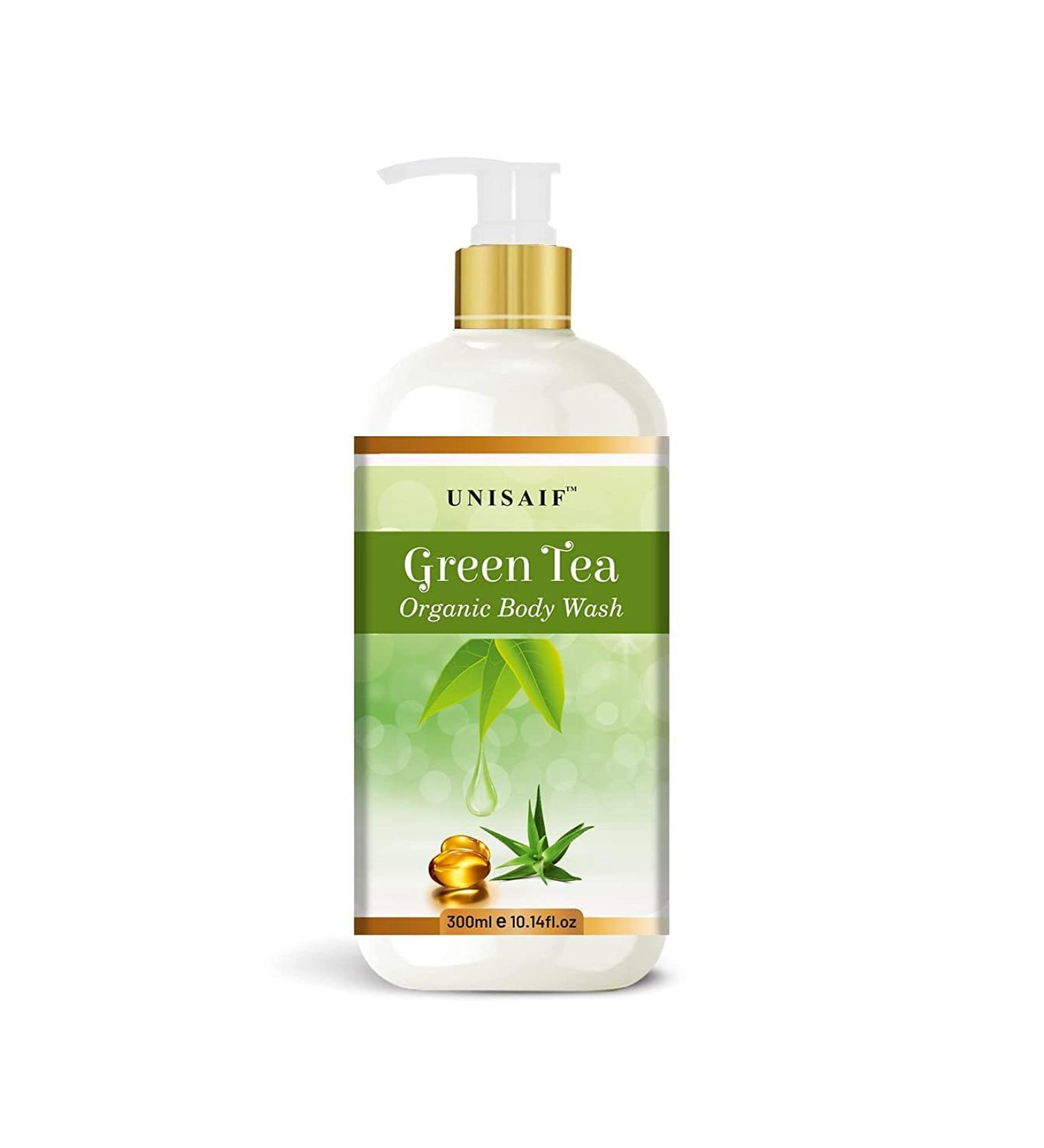 Unisaif Green Tea Organic Body Wash Ph Balanced Skin Friendly with natural actives | Sulphate & Paraben Free (300 ml).