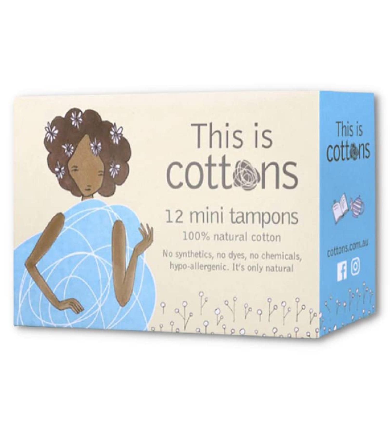 Mini Teen Tampons | 100% Natural Cotton | Light Flow | Regular Size | Chemical-Free | Biodegradable | Pack of 1 - Buy Online on GoSupps.com
