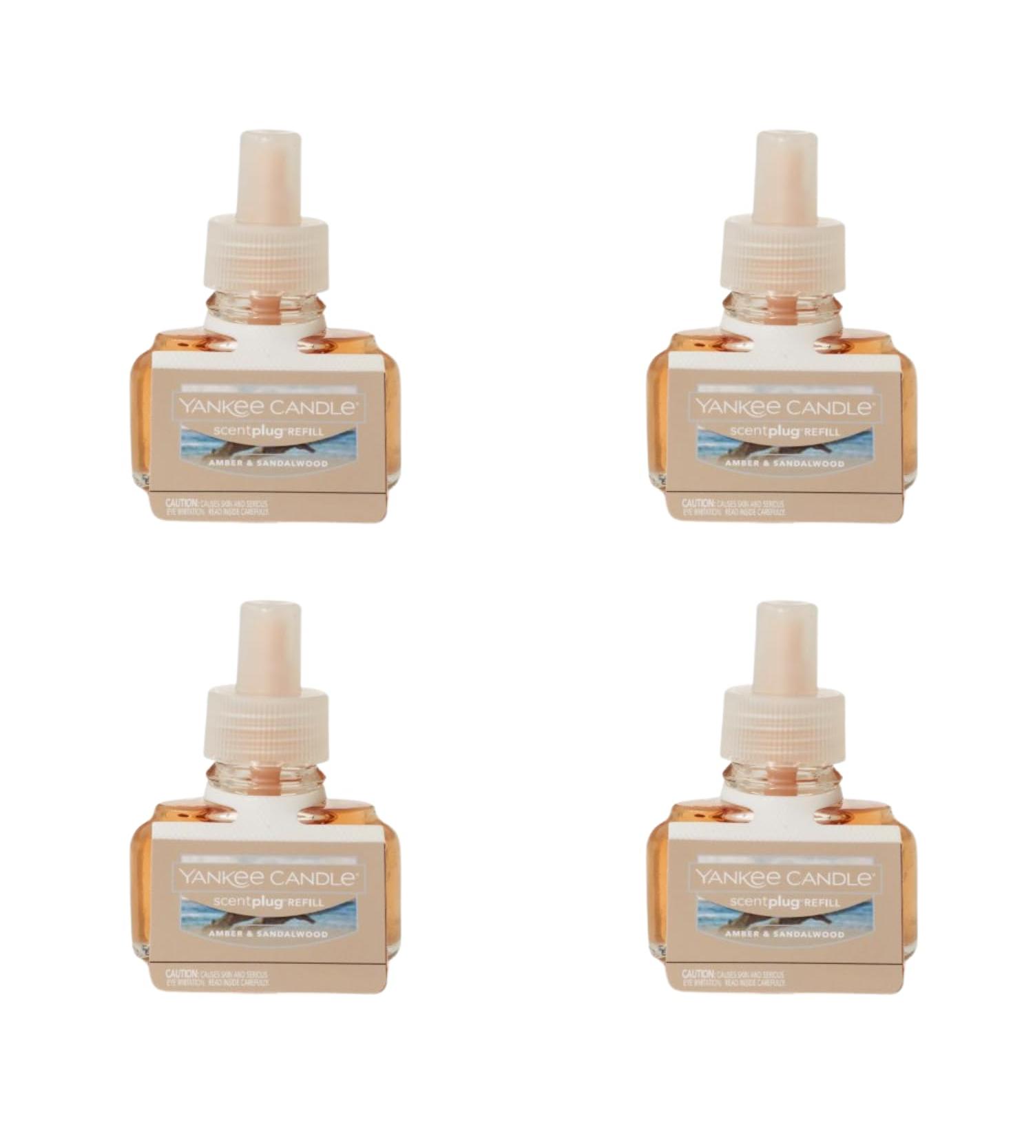 Yankee Candle Amber & Sandalwood Electric Home Fragrance Scent Plug Refill (Pack of 4) Amber & Sandalwood 0.625 Ounce (Pack of 4)