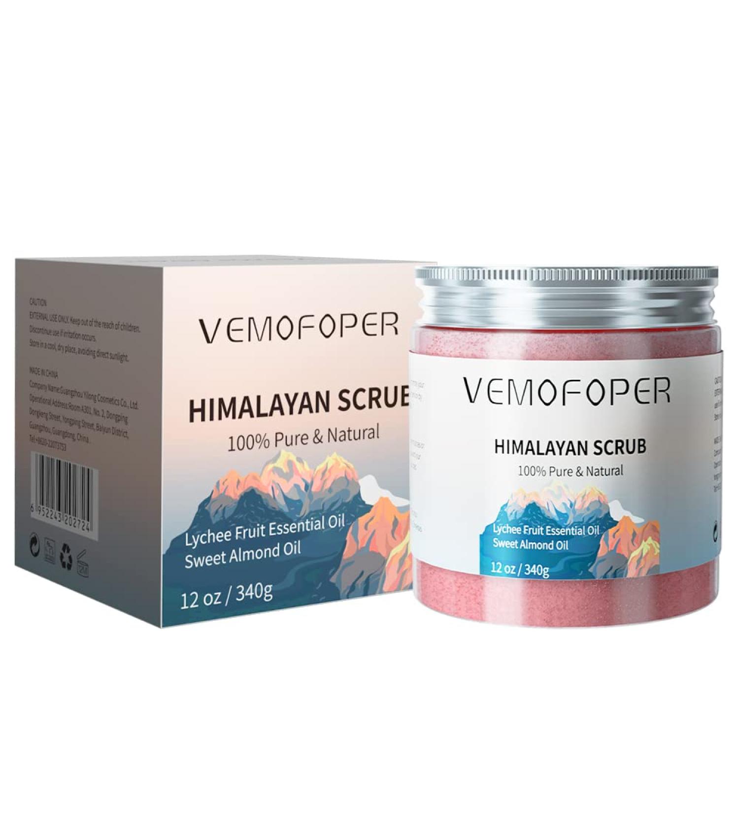 Himalayan Salt Body Scrub with Lychee Oil - Natural Sea Salt Exfoliator for Smooth Moisturized Skin (12 oz) - International Shipping Available - Buy Online on GoSupps.com