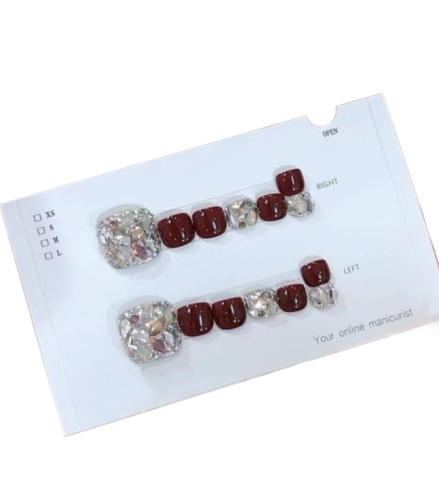 Shiny Toenails Toenails Glitter | Glitter Stick On Toe Tails | Shiny Fake Toenails 14 Pieces Glitter Cat Eye Toenail Manicure Art for Women and Girls for Summer - Buy Online on GoSupps.com