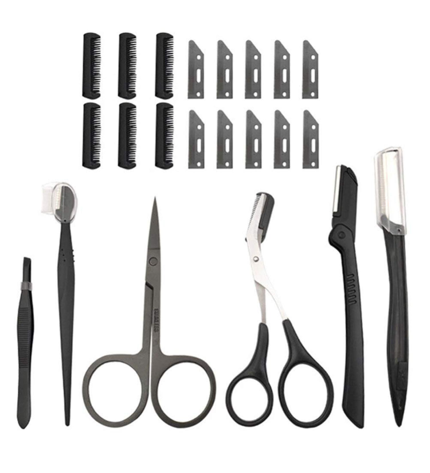 20pcs Women's Face Shaver & Eyebrow Grooming Set - Professional Tweezers Razors & Trimmer for Flawless Skin - International Shipping Available - Buy Online on GoSupps.com