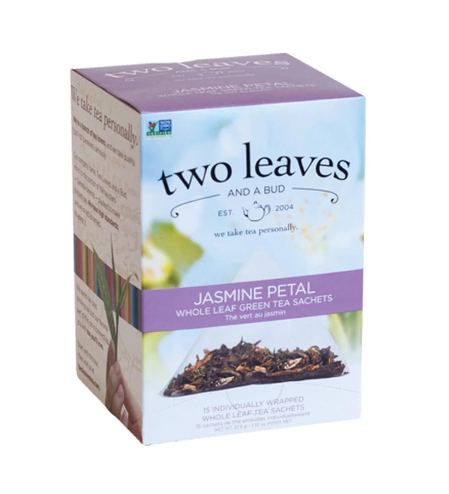 TWO LEAVES Certified Organic Jasmine Petal Tea Bags 100/Pack