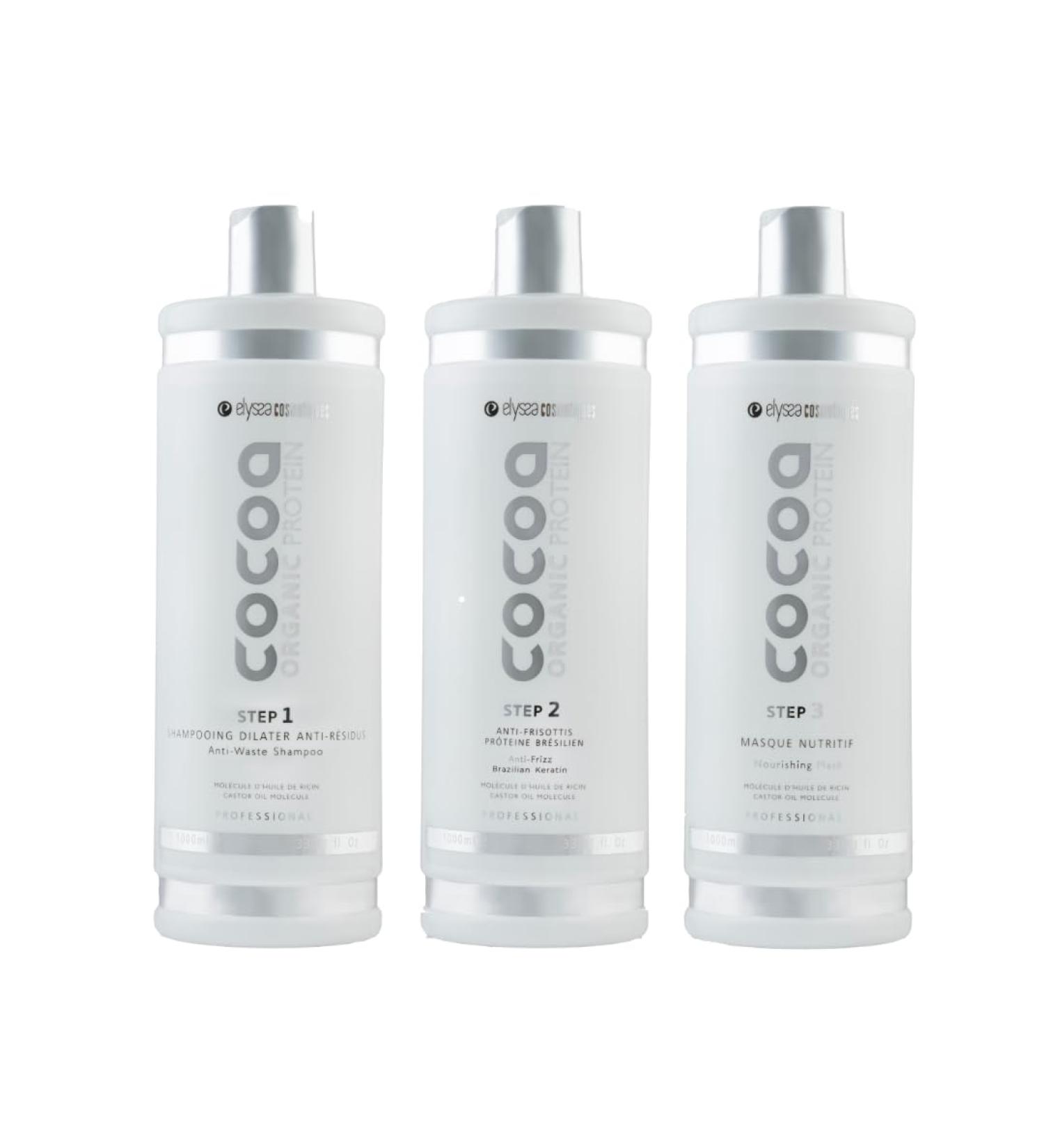 Tanin Cocoa Organic Protein Smoothing Kit - 3x1L | Natural Smoothing Intense Hydration Anti-Frizz Long-Lasting Shine | For Damaged and Volumeless Hair - Buy Online on GoSupps.com
