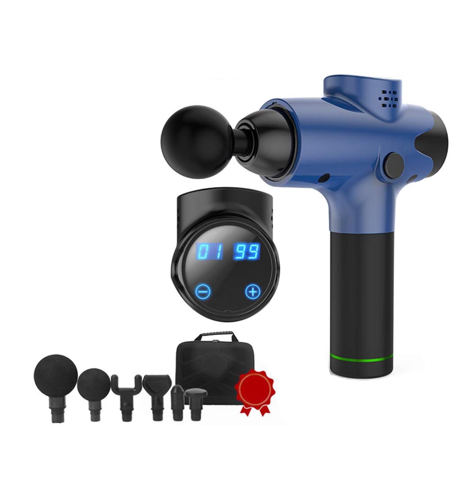 Fascia Gun - Deep Tissue Muscle Relaxant Massage Device | Full Body Meridian Gun in Blue Black Silver & Red - Effective Fitness Recovery - Buy Online on GoSupps.com