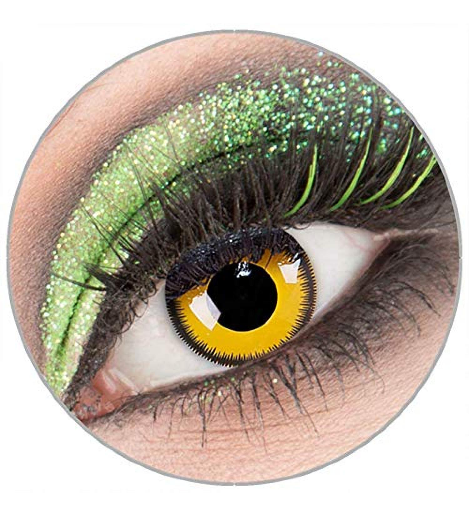 Colored yellow yellow 'lunatic sun' contact lenses without strength 1 pair of crazy fun contact lenses with container to Carnival Carnival Halloween - Top quality of 'Giftauge'