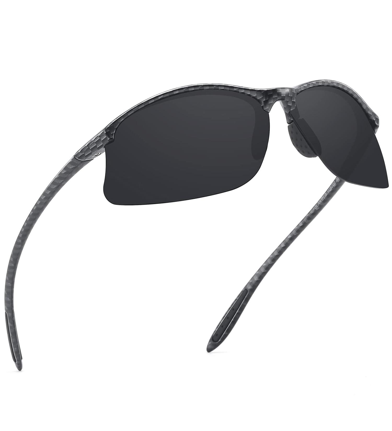 JULI Polarized Sports Sunglasses | Tr90 Unbreakable Frame | for Men & Women | Running, Fishing, Baseball, Driving | MJ8002 Carbon Fiber/Grey - Buy Online on GoSupps.com
