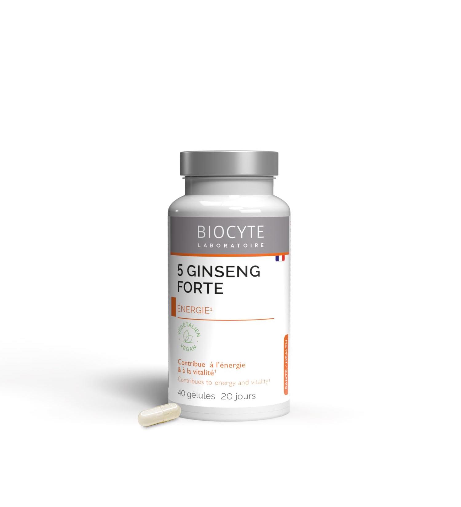 BIOCYTE 5 Ginseng Forte - Energy and Vitality Food Supplement - Based on American Ginseng Siberian Korean Maca Rhodiola - 40 Capsules - 20 Days - Buy Online on GoSupps.com