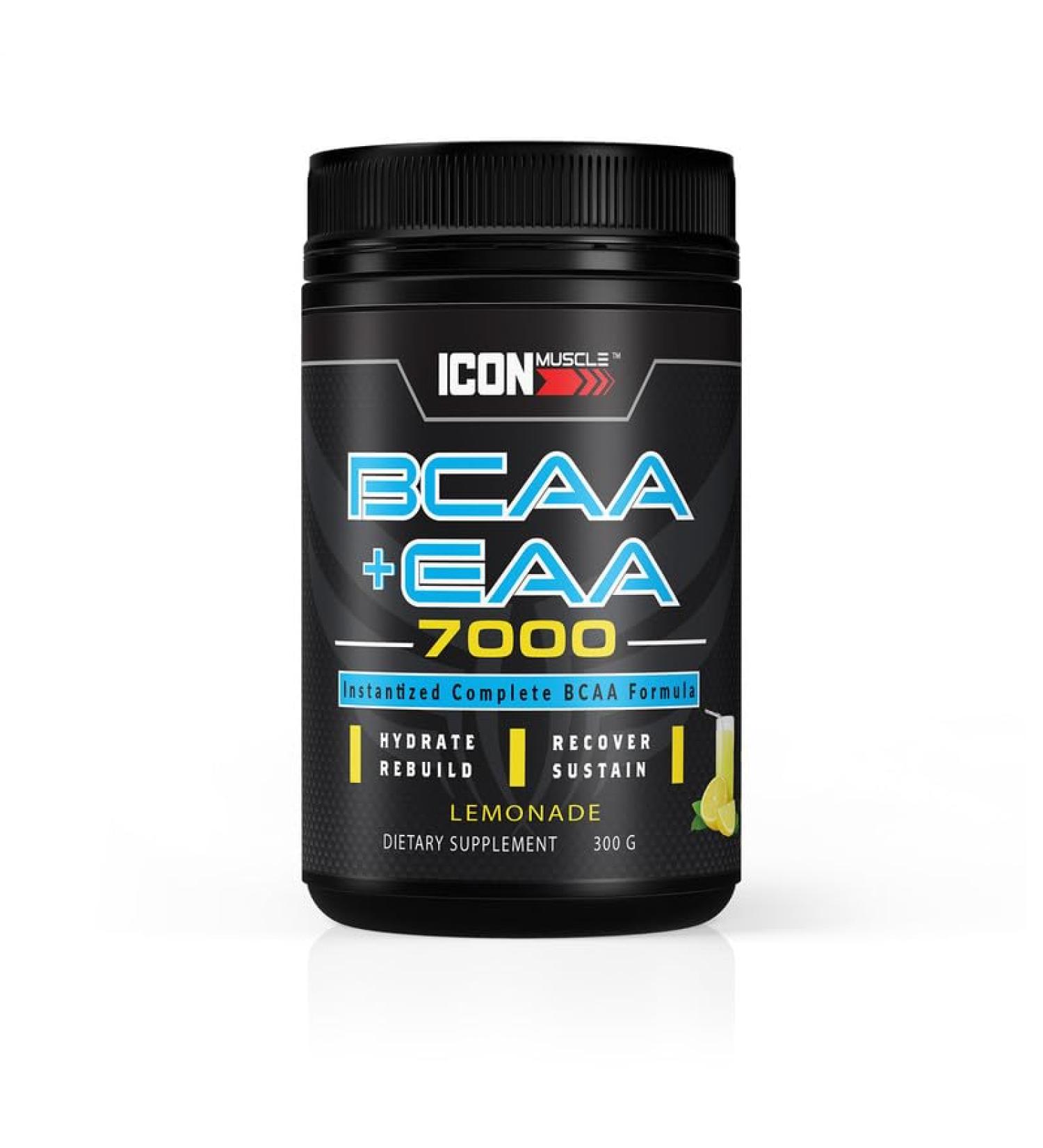 Icon Muscle BCAA + EAA | Essential Amino Acid | Branch Chain Amino Acids | Supplement Powder | Muscle Recovery | Hydration | Post Workout | Muscle Strength | Men & Women | 30 Servings