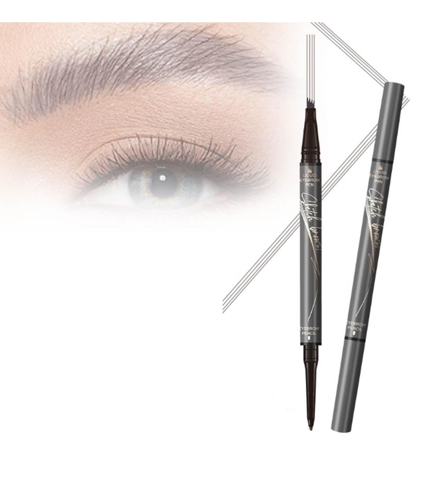 2 In 1 Magic 4-Tip Eyebrow Pencil Eyebrow Magic Pen Eyebrow 4 Tip Brow Pencil 3D Waterproof And Sweat-proof Microblading Eyebrow Pencil Contouring Pen For Natural Makeup Last All Day(Gray) - Buy Online on GoSupps.com