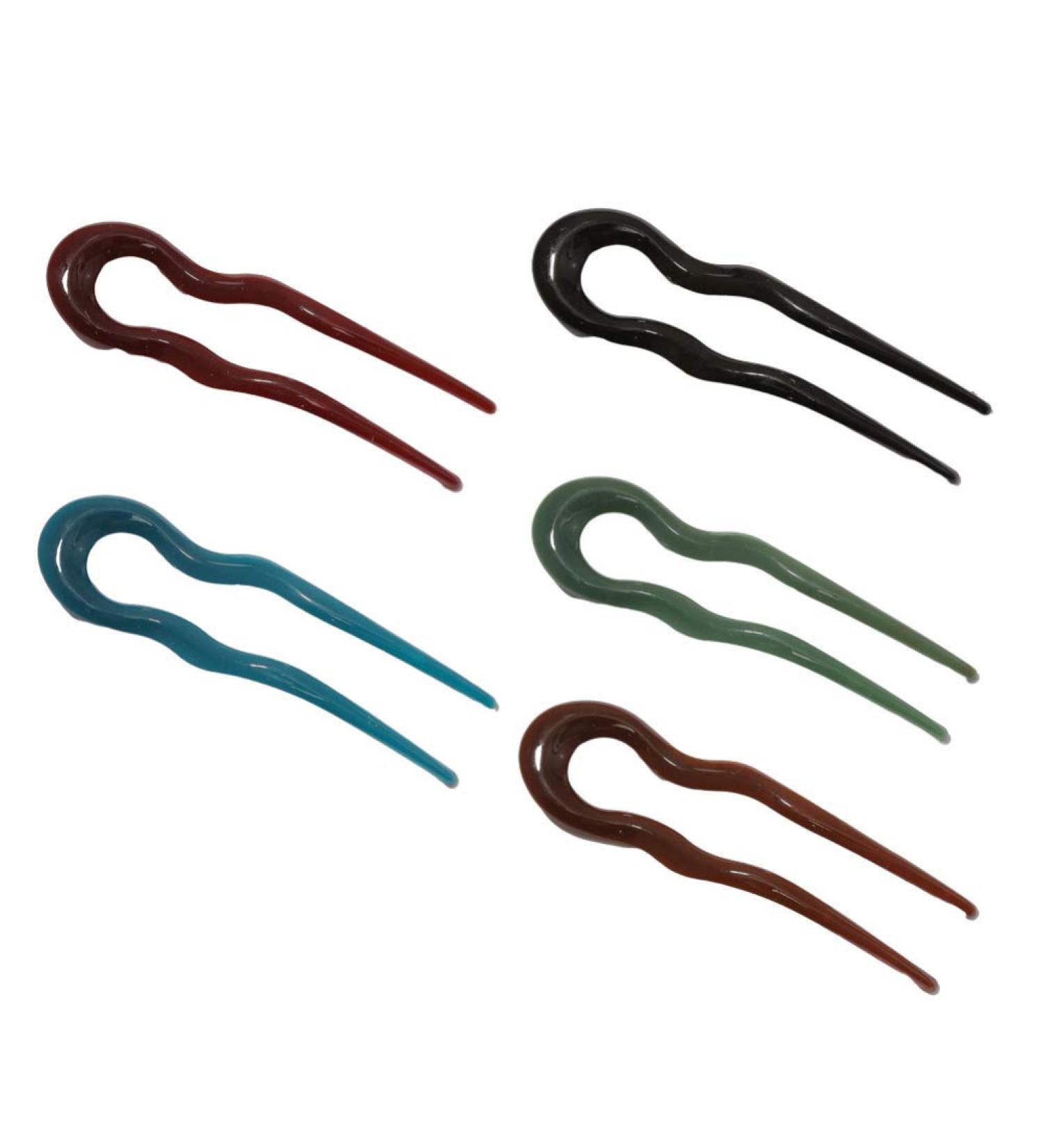 Minkissy 5pcs French Hair Fork Celluloid Chignon Hair Pins - U-Shaped Bobby Pins for Buns and Updos - Buy Online on GoSupps.com
