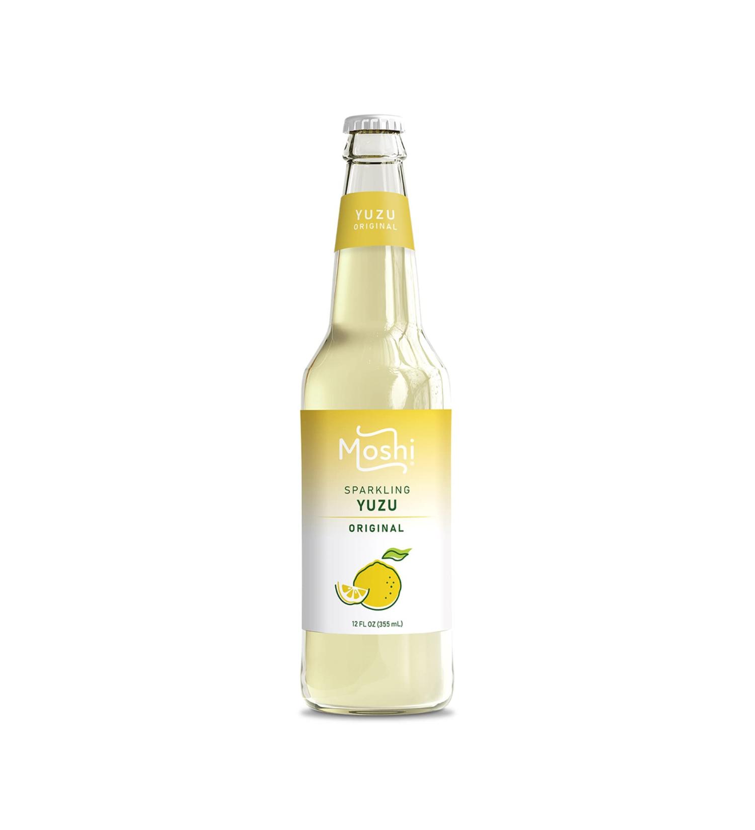 Moshi Yuzu Sparkling Drink - 100% Yuzu Juice, All-Natural, Vegan, Gluten-Free - 12 oz (6 Glass Bottles) - Buy Online on GoSupps.com