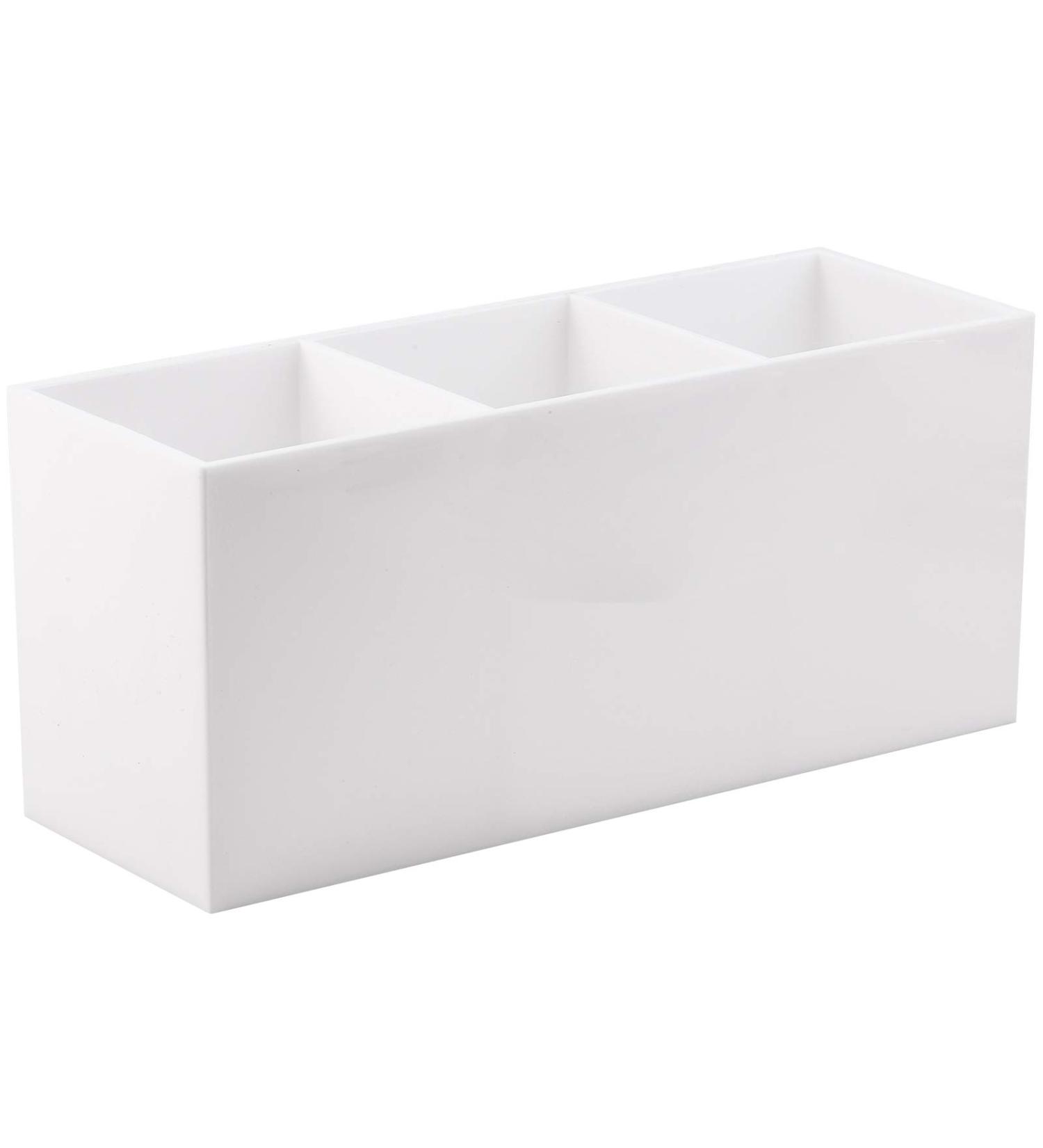 Makeup Brush Holder Organizer - 3 Slot Cosmetic Brushes Container for Vanity (White) - Buy Online on GoSupps.com