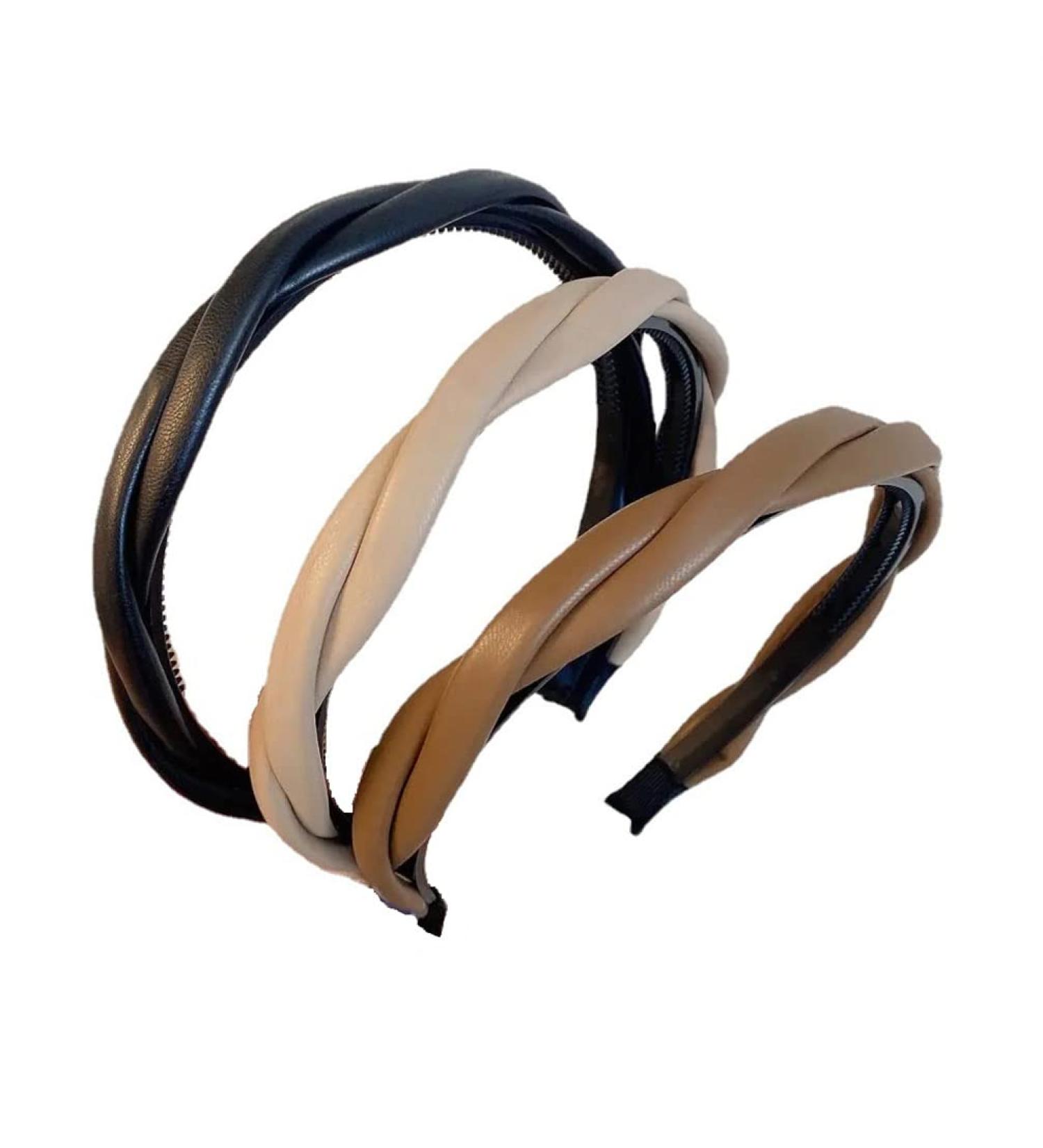 MMbyzhuo 3 Piece PU Leather Headbands for Women - Fancy Hair Hoops Accessories - Buy Online on GoSupps.com