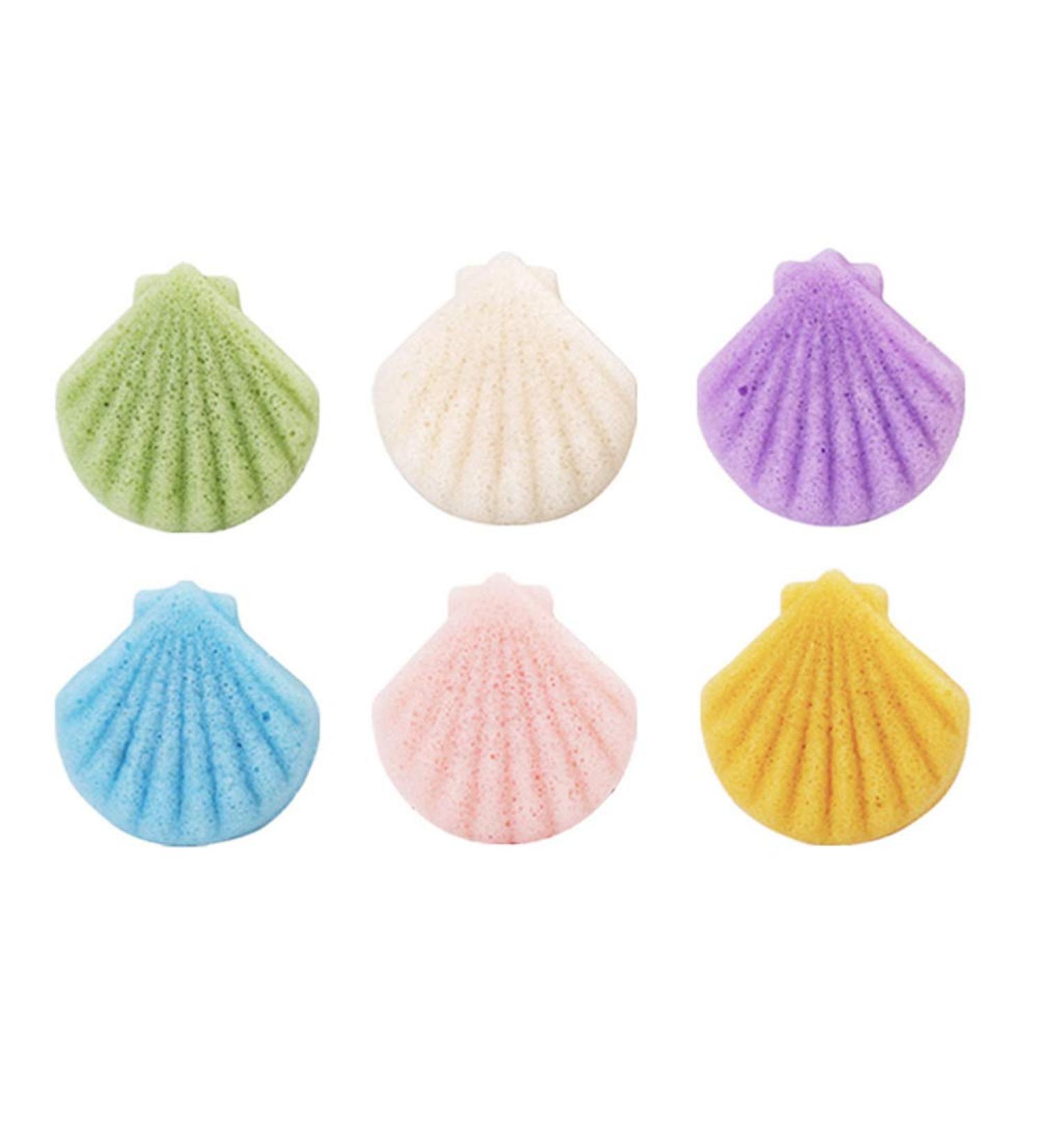 Beaupretty 6pcs Natural Konjac Facial Sponges - Reusable Shell Shape for Deep Cleansing, Exfoliating, and Massage | Face Sponge Set - Buy Online on GoSupps.com