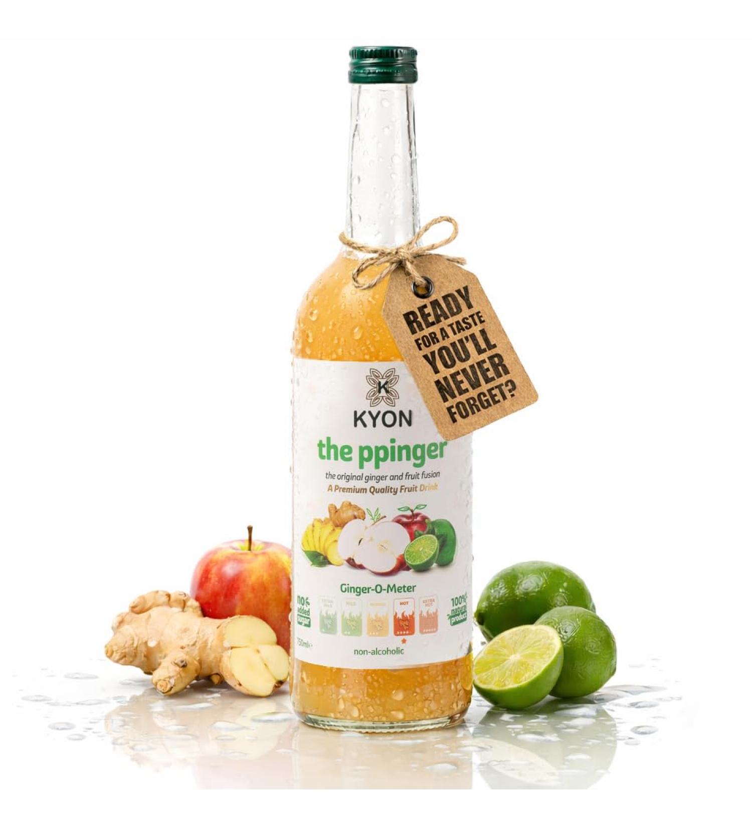 Kyon The Ppinger Drink Jus de gingembre 750 ml avec pomme citron vert et fleur de sureau boisson rafra chissante et sans alcool disponible en packs de 6 - Buy Online on GoSupps.com