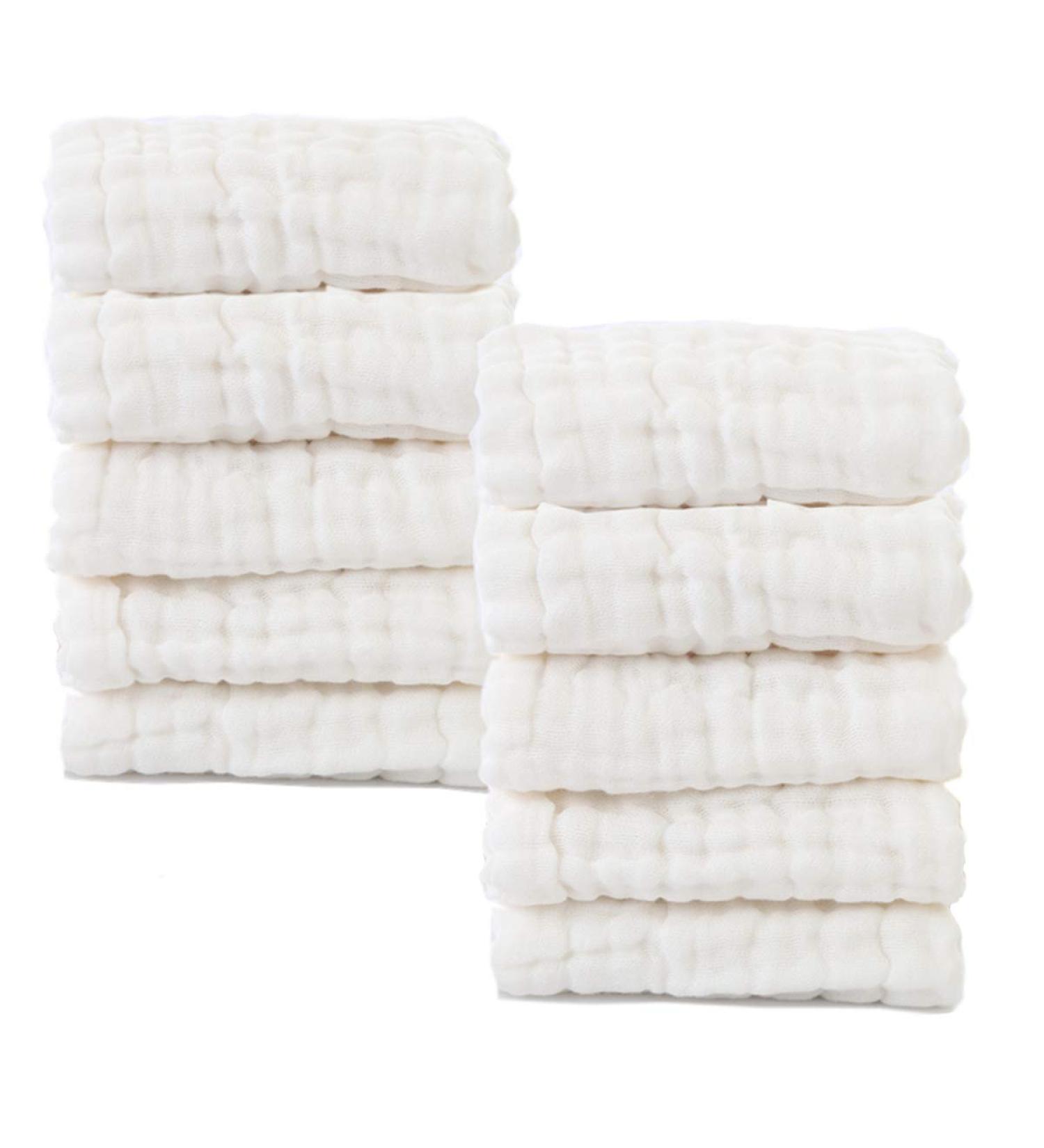 Baby Muslin Washcloths- Natural Muslin Cotton Baby Wipes - Soft Newborn Baby Face Towel for Sensitive Skin- Baby Registry as Shower  10 Pack 12x12 inches by MUKIN (White) - Buy Online on GoSupps.com