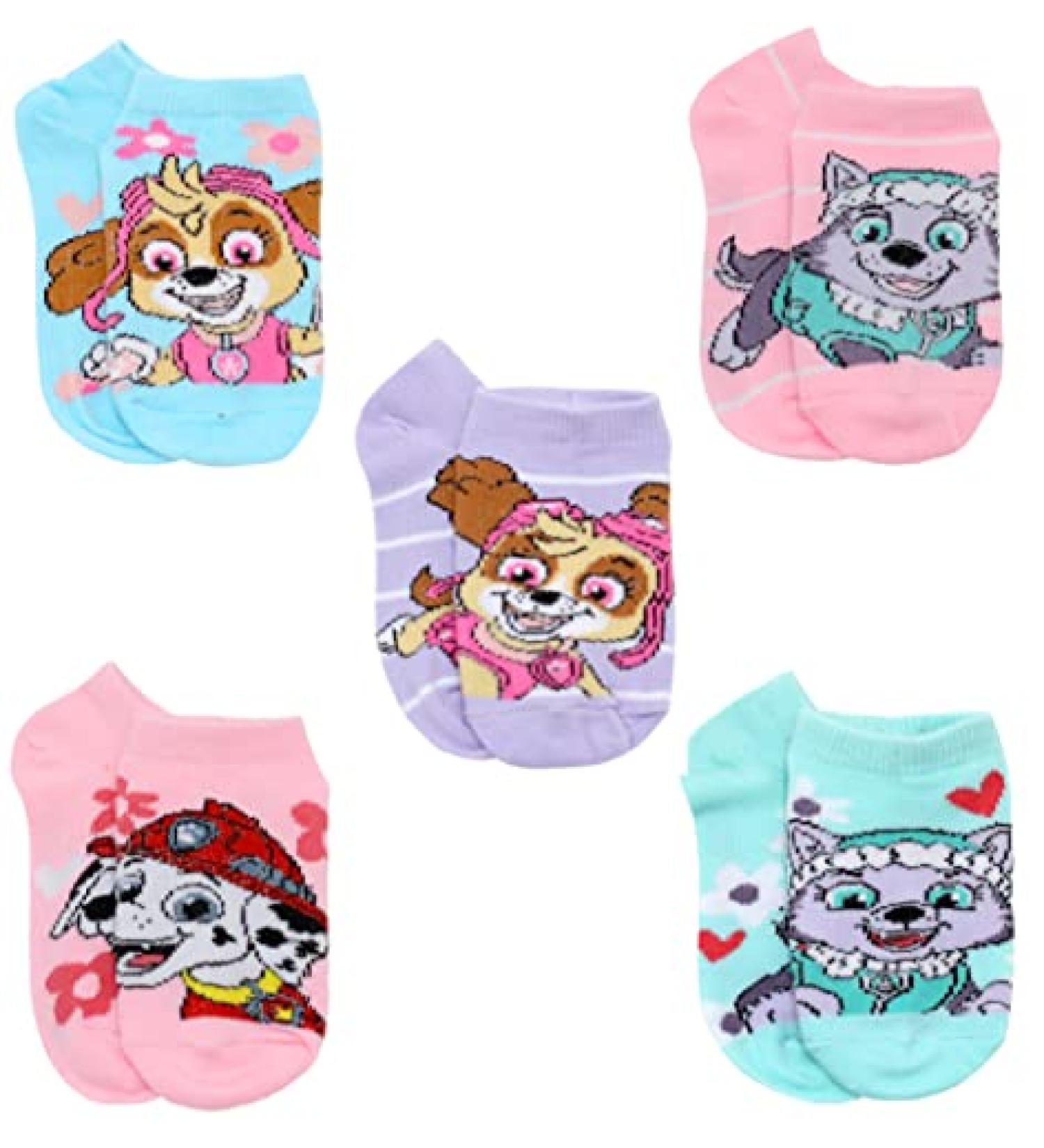 Nickelodeon Girl's 5 Pack Paw Patrol No Show Socks - Sky Blue, Small - Buy Online on GoSupps.com