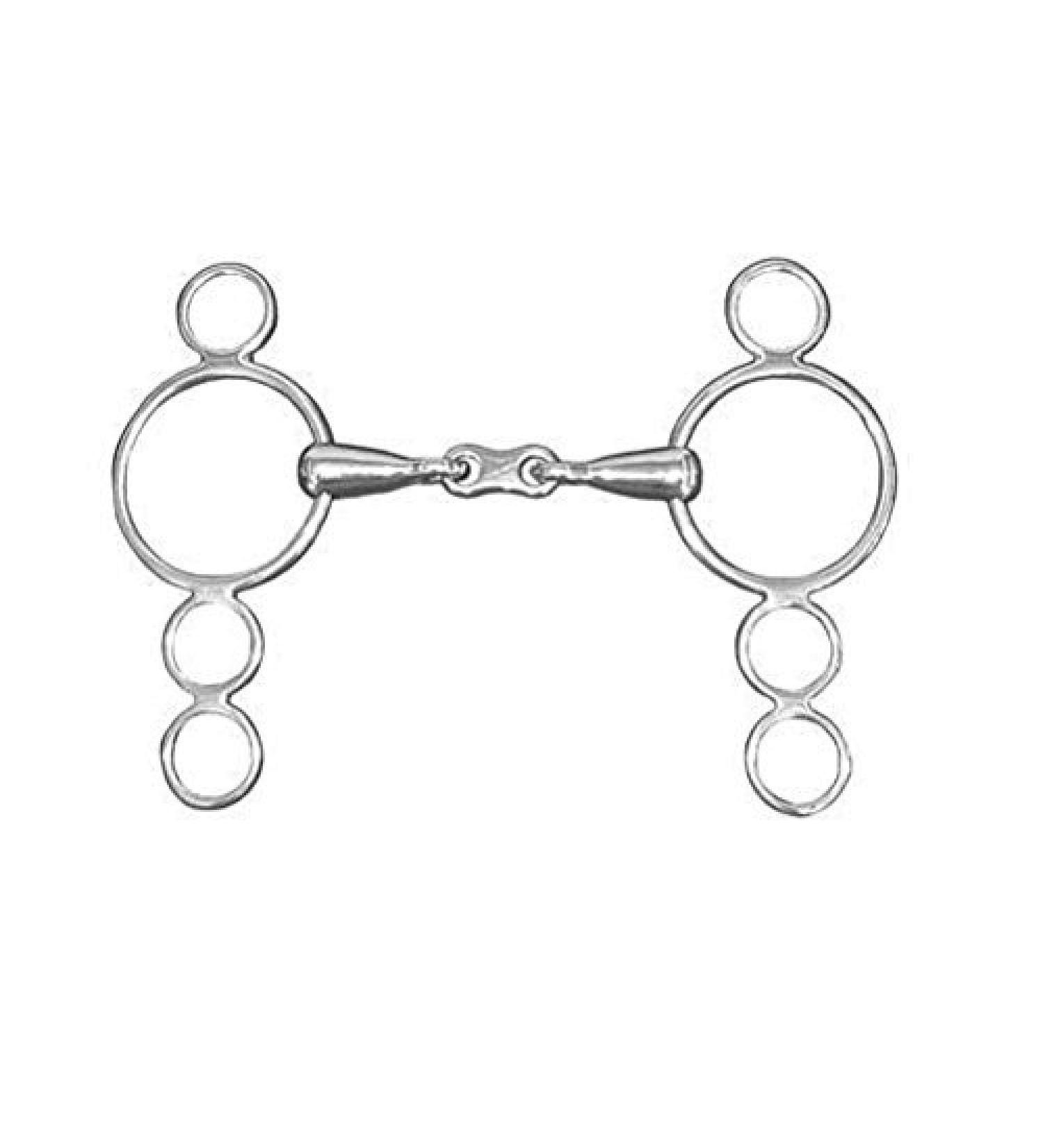 Shires French Link 3 Ring Gag (Continental/Dutch Gag) double jointed bits 2 3 or 4 ring gags 11.4 cm