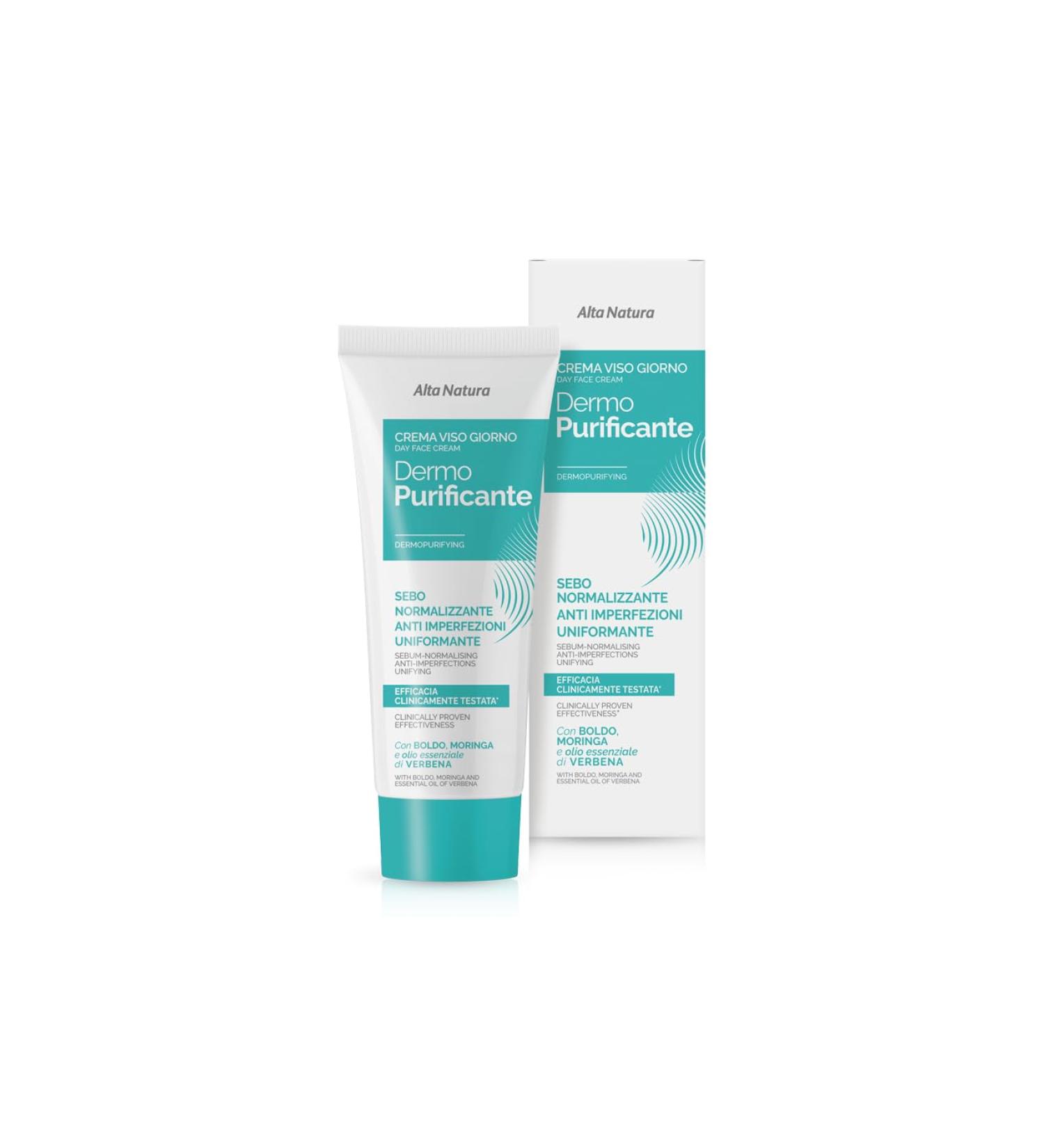  Alta Natura Alta Natura Dermopurifying Day Face Cream 50ml - with extracts of Moringa and Boldo helps minimize pores rebalance the skin microbiome and protect the skin - Buy Online on GoSupps.com