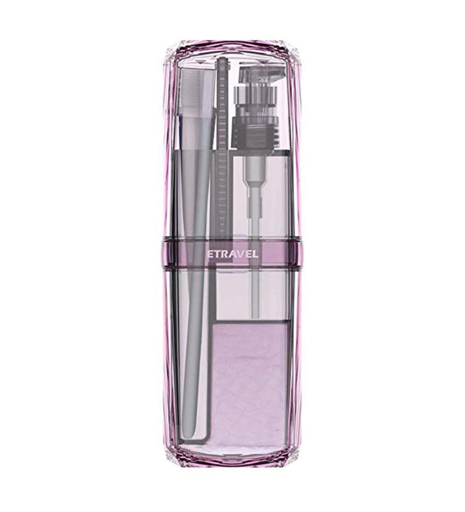 Portable 8-in-1 Toothbrush Cup Set with Storage Case - Purple | Travel Toiletry Kit for Toothbrush, Toothpaste, Shower Gel, Shampoo & Comb - Buy Online on GoSupps.com