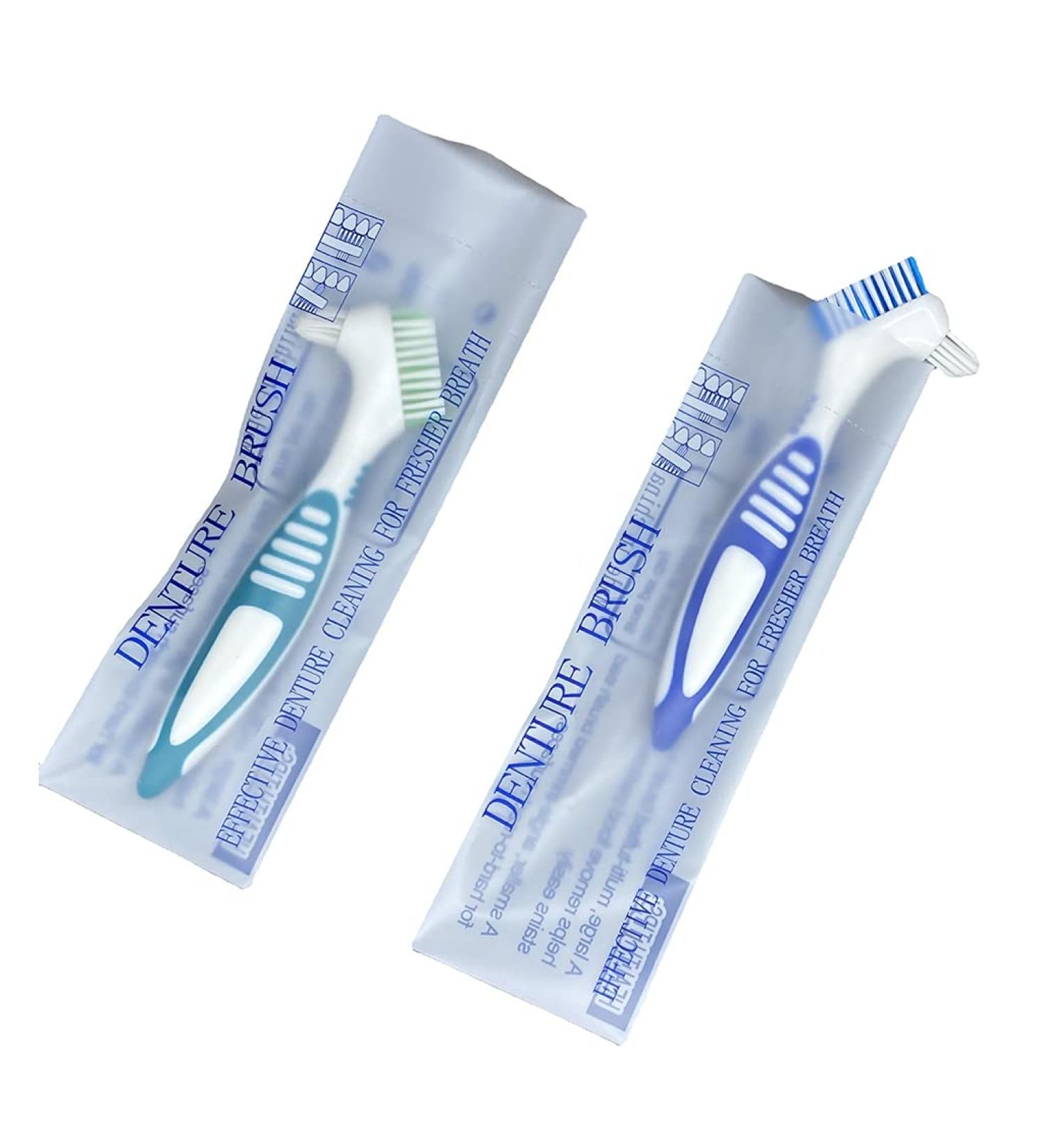 Denture Cleaning Brush with Ergonomic Handle & Case - Multi-Layered Bristles for Home & Travel | Perfect False Teeth Care Tool - Buy Online on GoSupps.com