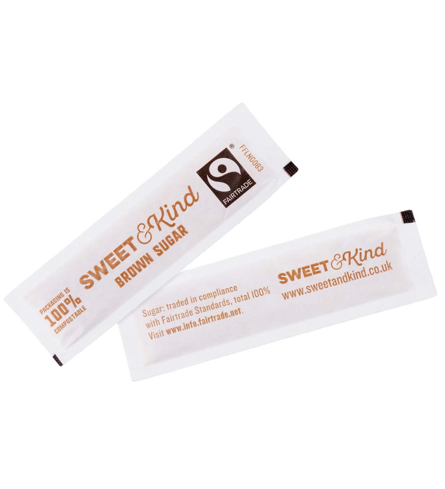 Fairtrade Brown Sugar Sachets - 1000 Pack - Compostable Packaging - Premium Individual Sugar Sticks for Coffee, Tea, and Hot Drinks - Buy Online on GoSupps.com