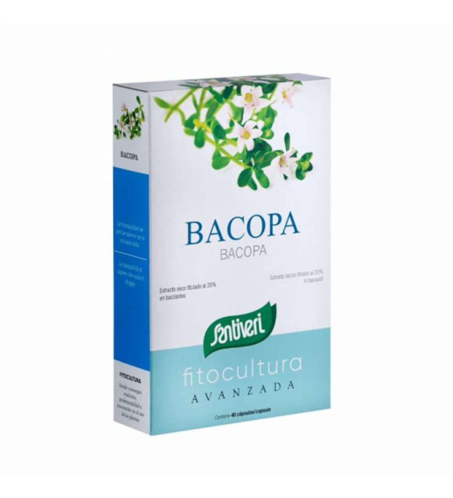 SANTIVERI BACOPA 40cap. compl ment alimentaire sous forme de g lules bo te de 40 g lules prendre r guli rement selon la dose conseill e et facilite la prise en charge de votre bien- tre au quoti