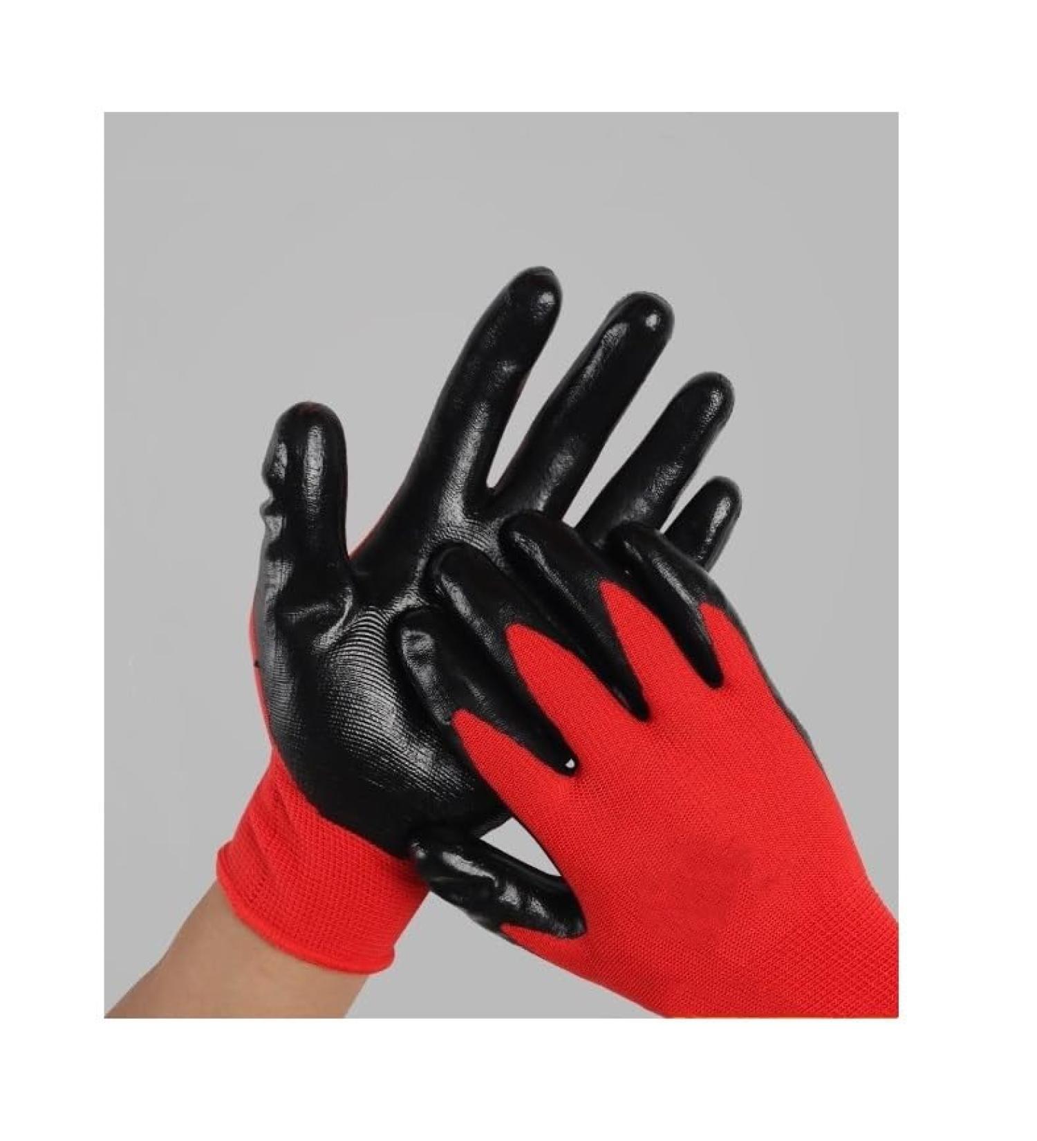 12 Pairs of Nitrile Gloves Safety Work Gloves Thick wear-Resistant Non-Slip Nylon Gloves R b - Buy Online on GoSupps.com