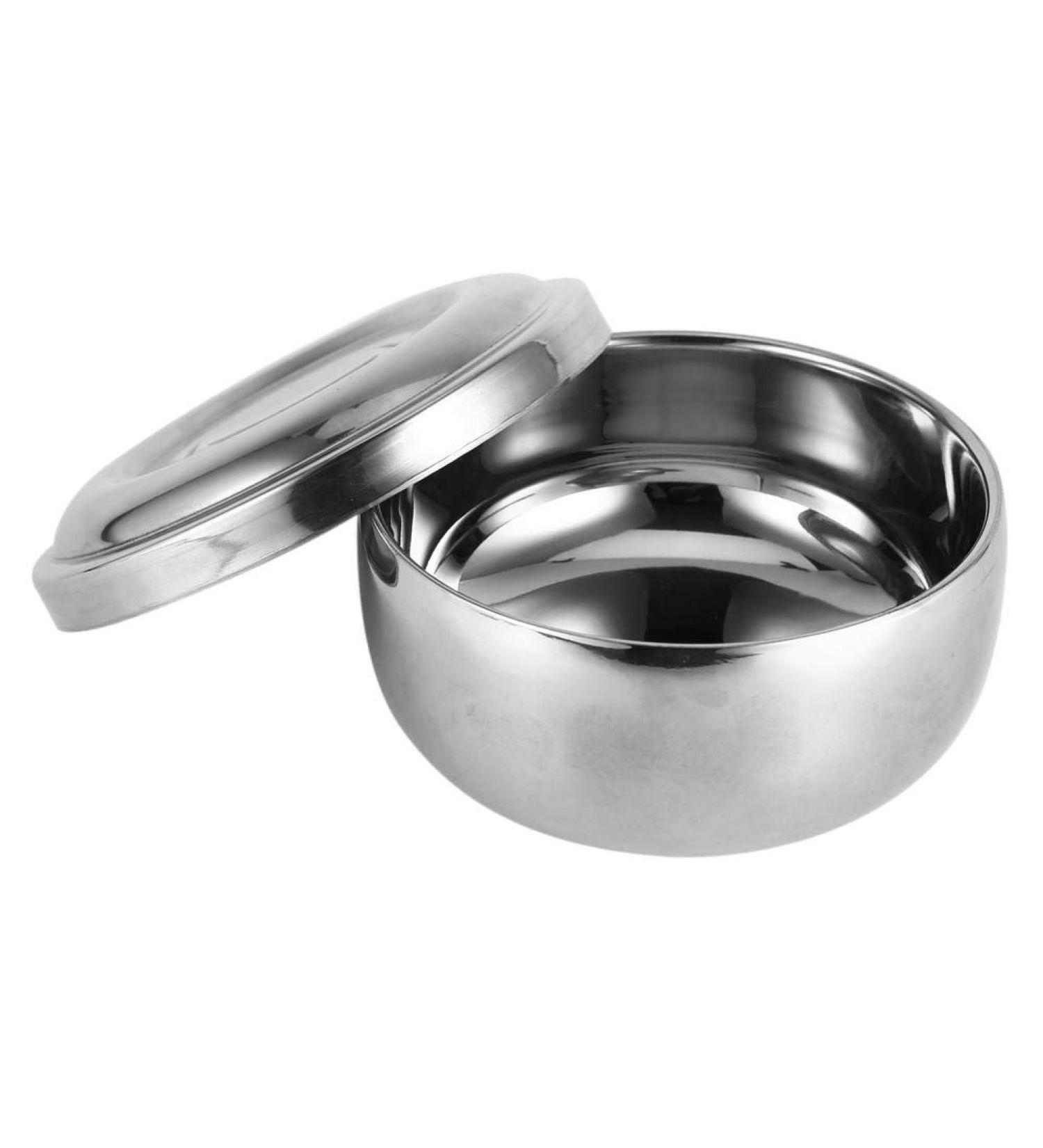 Yuyte Men Wet Shaving Soap Cup Bowl - Silver Metal Face Care Tool with Lid for Perfect Shave - Buy Online on GoSupps.com