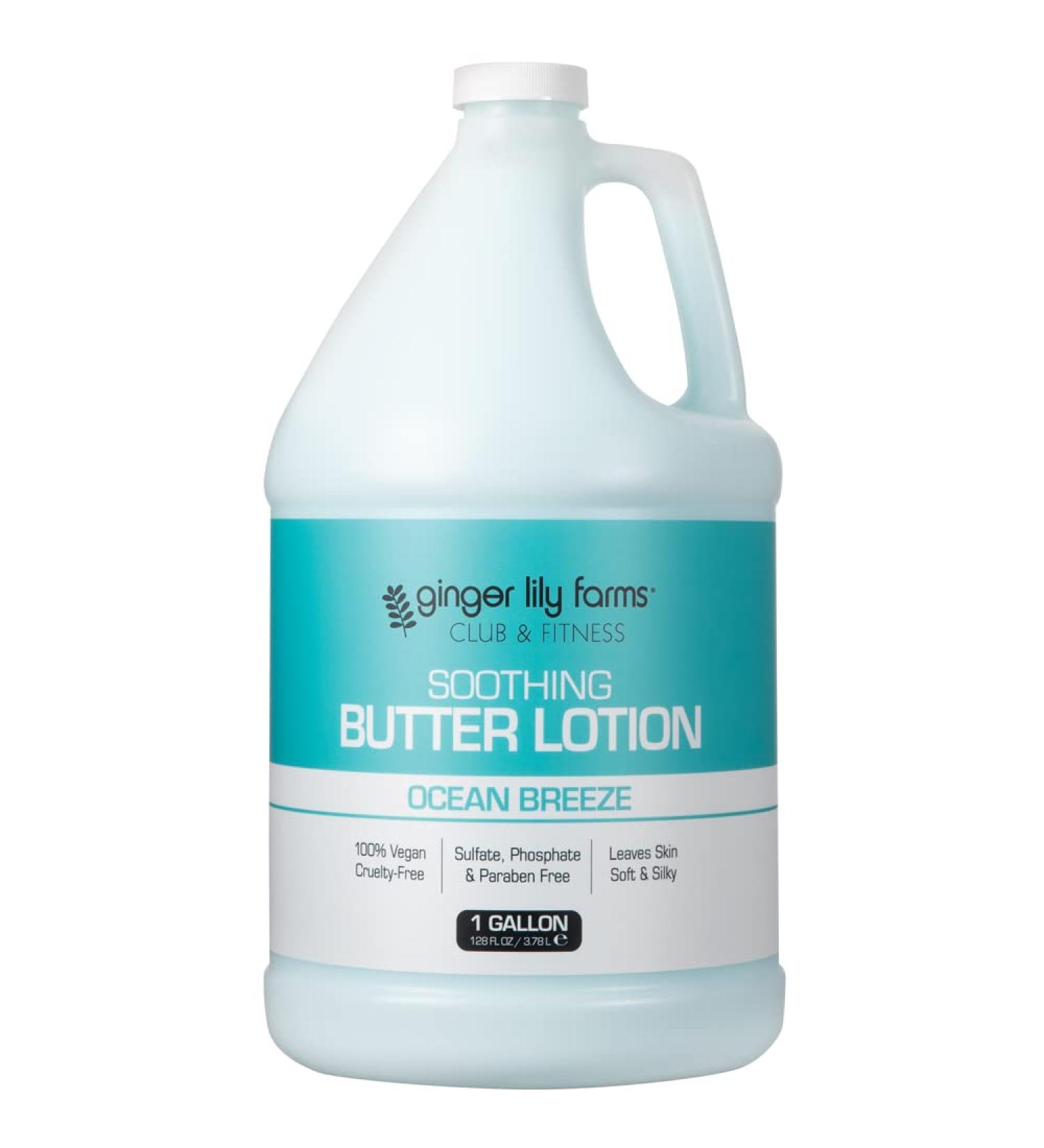 Ginger Lily Farms Club & Fitness Soothing Butter Lotion | Ocean Breeze Scent | 1 Gallon Refill | Vegan & Cruelty-Free - Buy Online on GoSupps.com