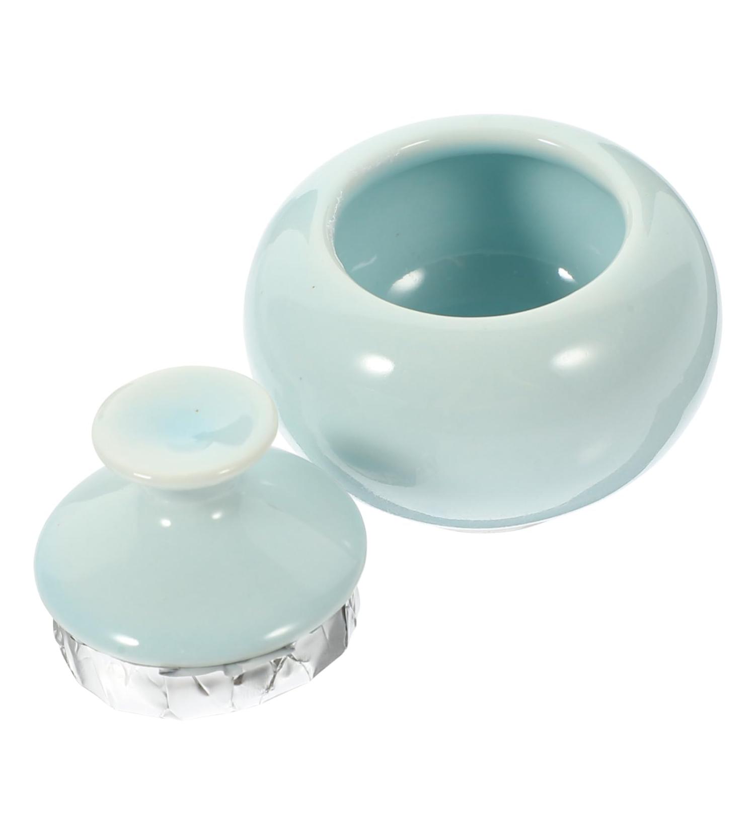 Healeved makeup jar lip balm holder ceramics skincare cosmetic sample containers 4.7x4.7cm Sky-blue - Buy Online on GoSupps.com