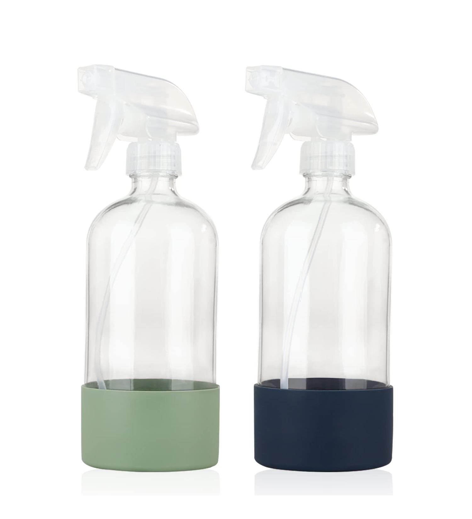 HOMBYS 16oz Glass Spray Bottles with Silicone Sleeve - Refillable Containers (2 Pack) Green Blue - Buy Online on GoSupps.com