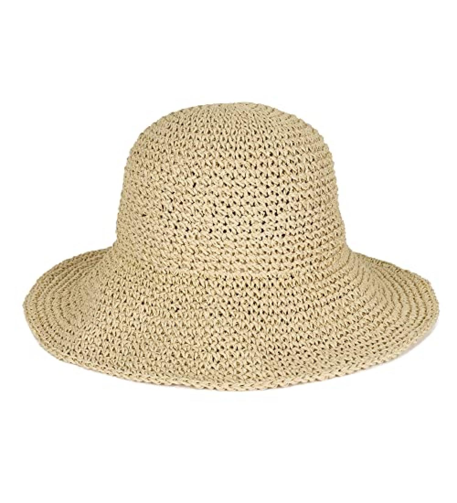 Foldable Floppy Straw Sun Hat with Wide Brim for Women - Beige - Buy Online on GoSupps.com