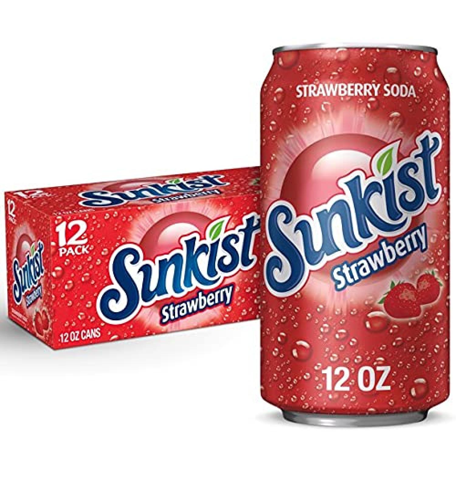 Sunkist Caffeine-Free Strawberry Soda Pop 12 FL Oz 12 Pack Cans - Buy Online on GoSupps.com