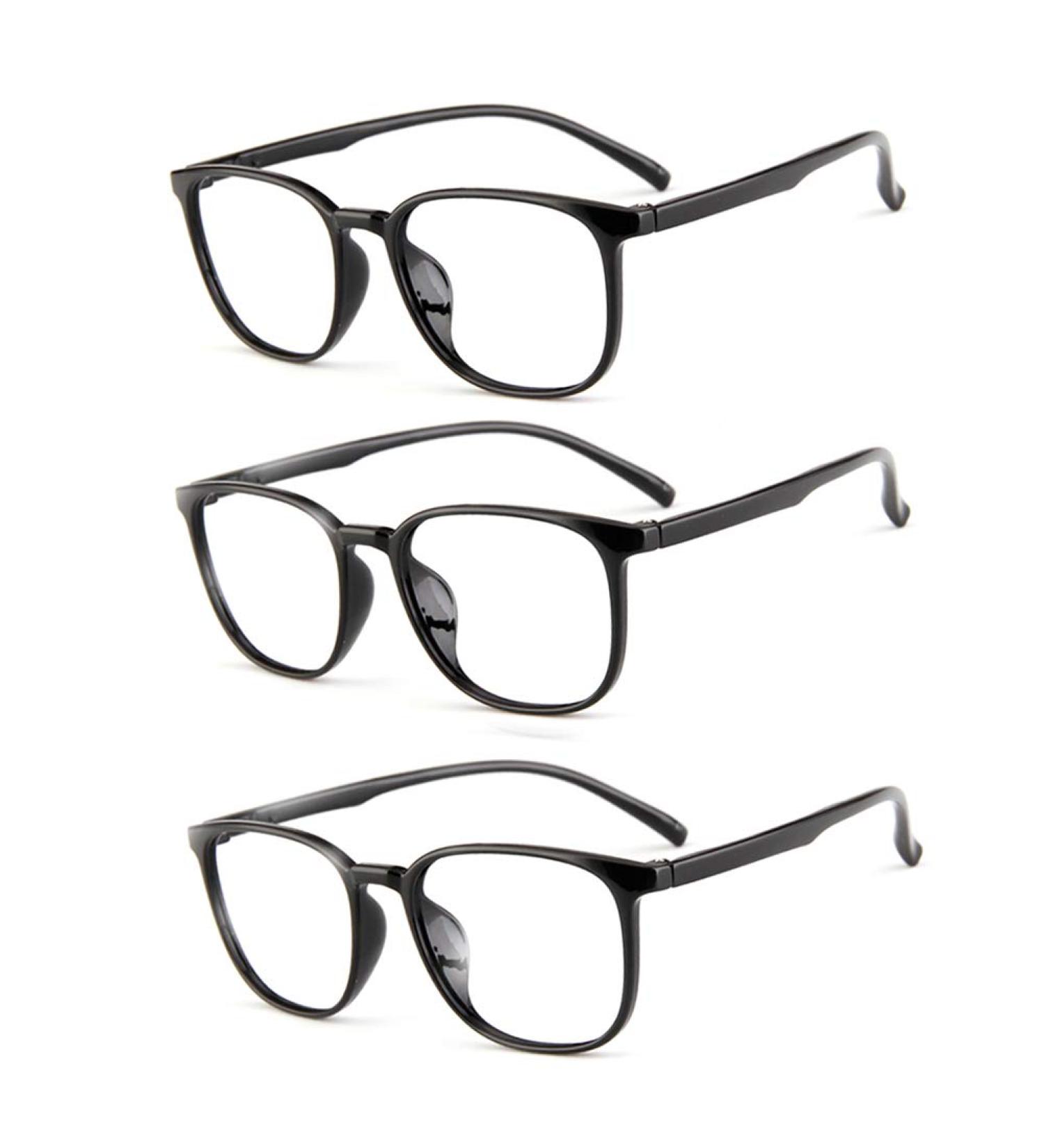 XinxD Blue Light Filter Reading Glasses for Men - Oversized Rectangular Frame Anti-Eye Strain 1.0 to 3.0 - Black - Buy Online on GoSupps.com