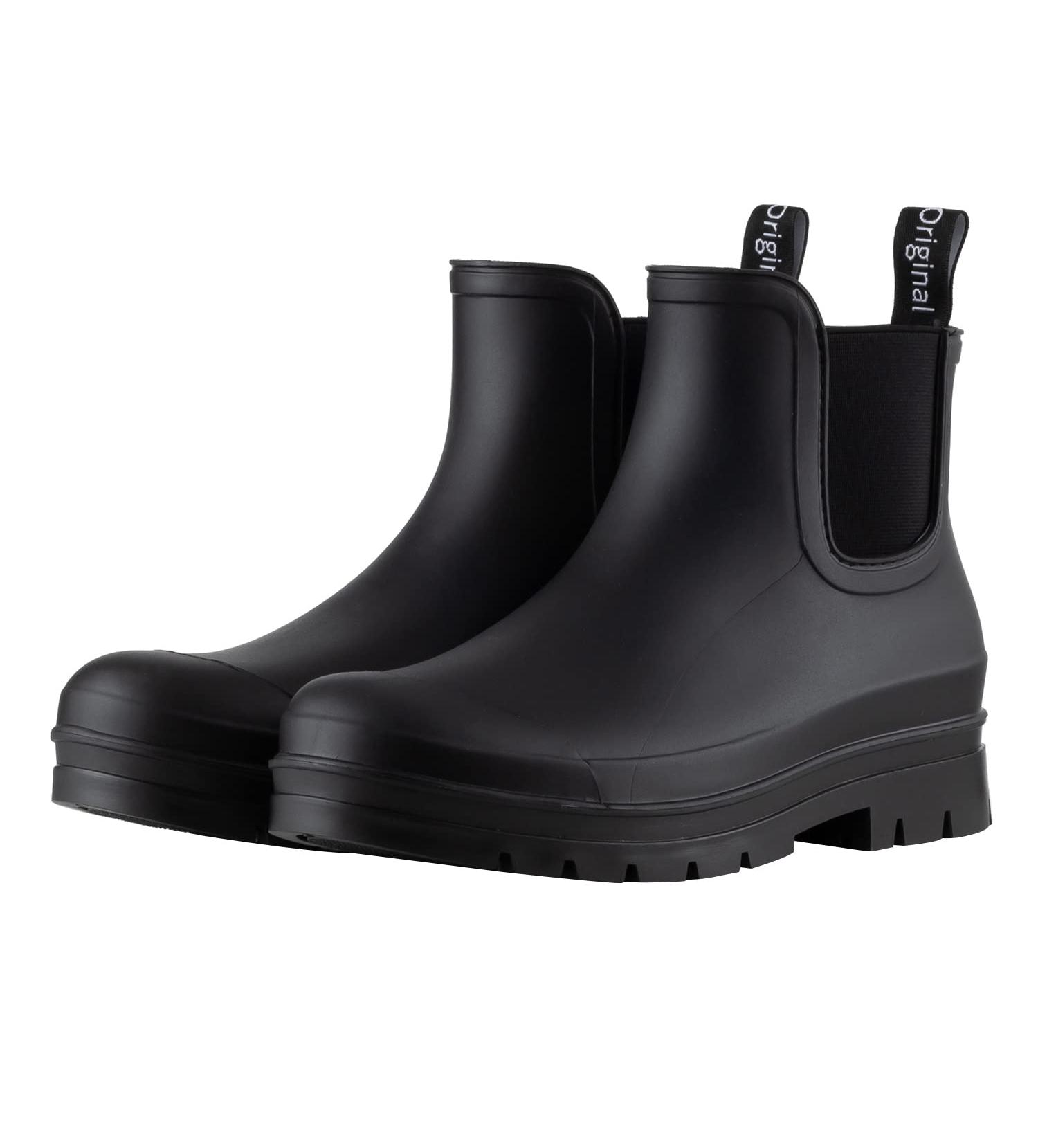 Planone Women's Short Waterproof Rain Boots - Anti-Slip Chelsea Rainboots, Comfortable Insoles, Stylish Matte Design - Black, Size 6 Wide - Buy Online on GoSupps.com