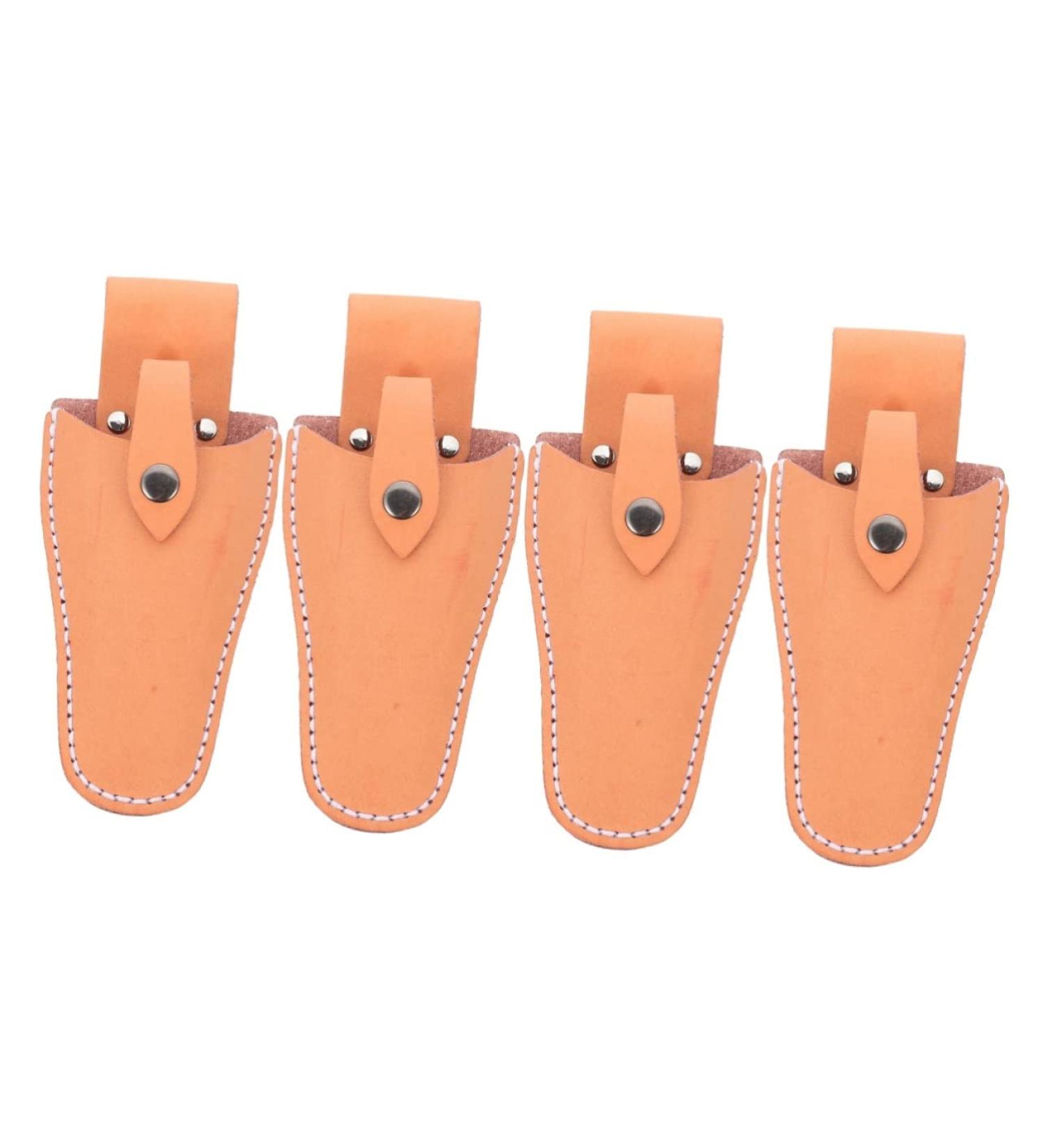 Yarnow 4-Piece Garden Shears Belt Bag - Leather Knife Holder for Hairdressing & Gardening Scissors | Durable 21x9.5x5cm Orange - Buy Online on GoSupps.com