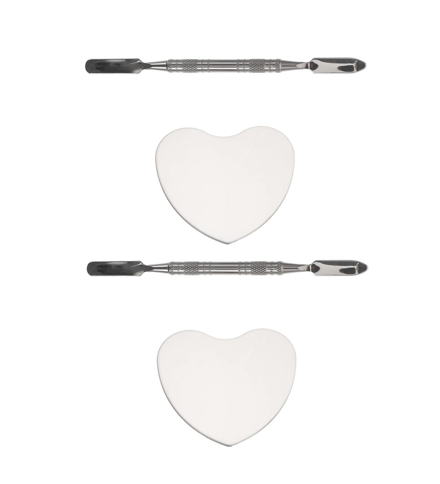 Vicasky 2 Sets Ring Palette & Makeup Spatula - Stainless Steel Heart Makeup Plate & Nail Art Tablet for Precision Drawing - Buy Online on GoSupps.com