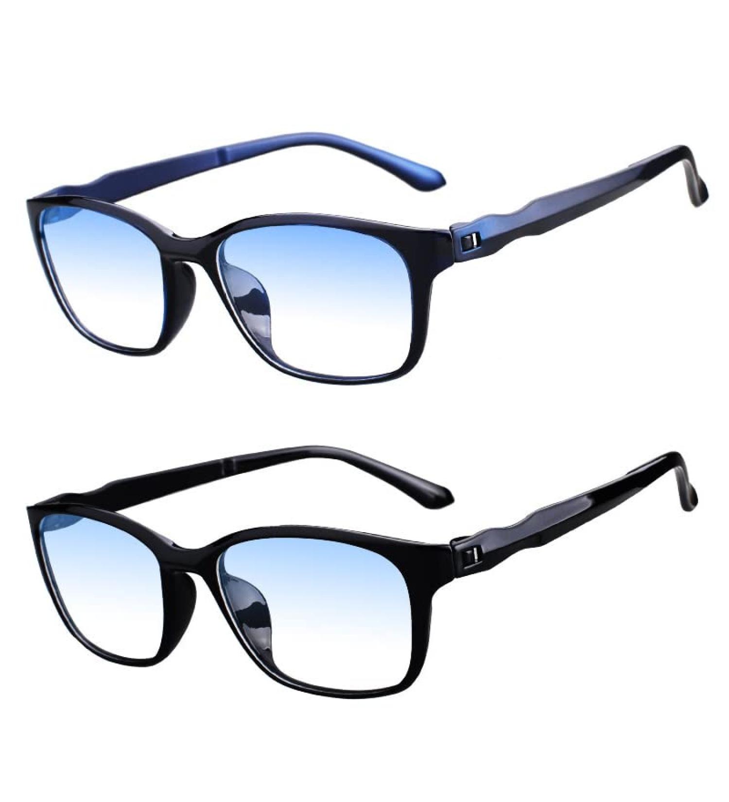 Eyglajdd Blue Light Filter Reading Glasses - Men & Women - Matte Finish TR90 Lightweight with Spring Hinges - 2 Pack Black & Blue - 1.0x Magnification - Buy Online on GoSupps.com