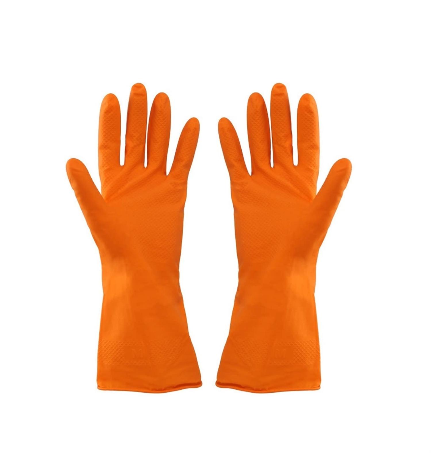 BUSOTH Durable Dishwashing Gloves Kitchen Scrubber Rubber Gloves Cleaning Gloves Dishwashing Gloves Medium Orange(L) - Buy Online on GoSupps.com