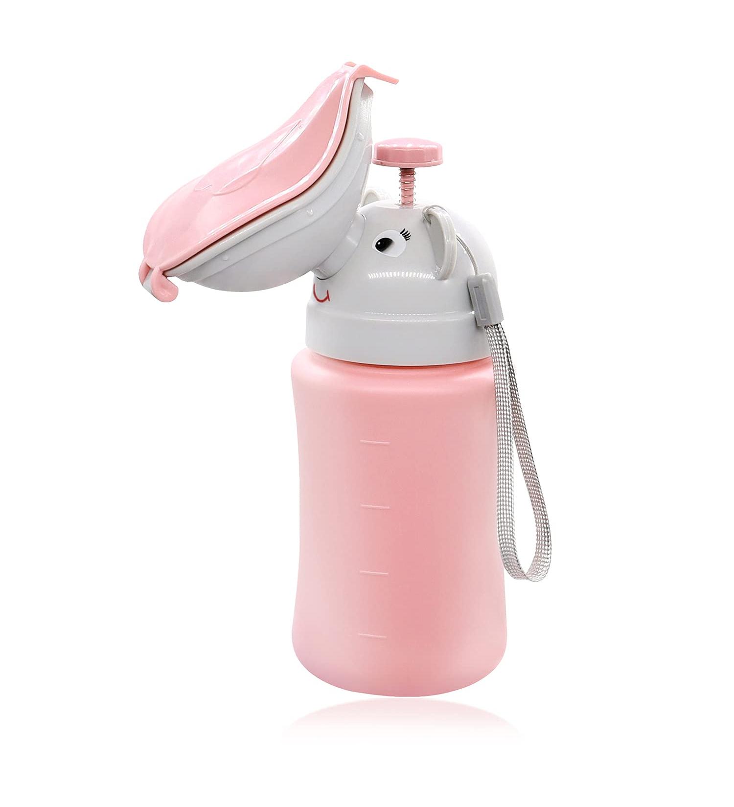 Kids Travel Urinal Portable Potty - Leak Proof 500ml Pink Pee Bottle for Girls | Emergency Toilet for Car, Camping, Road Trips | Toddler Baby Urinal - Buy Online on GoSupps.com