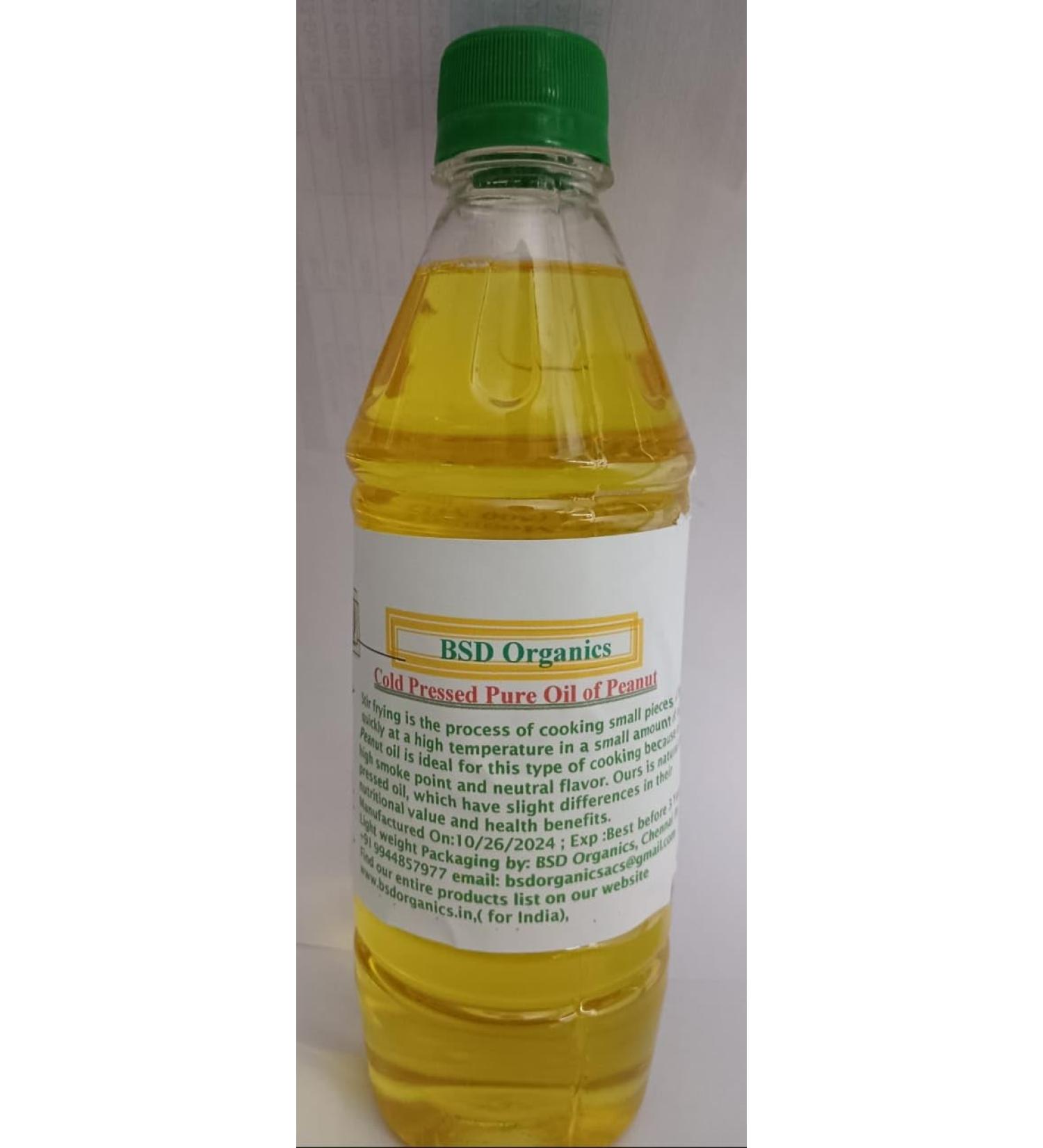 BSD Organics Cold Pressed Pure Oil of Peanut/Moongaphalee/Groundnut/Verkkatalai (1000 Ml)